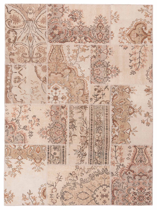 Pasha Turkish Vestige Patchwork  Beige Brown Contemporary