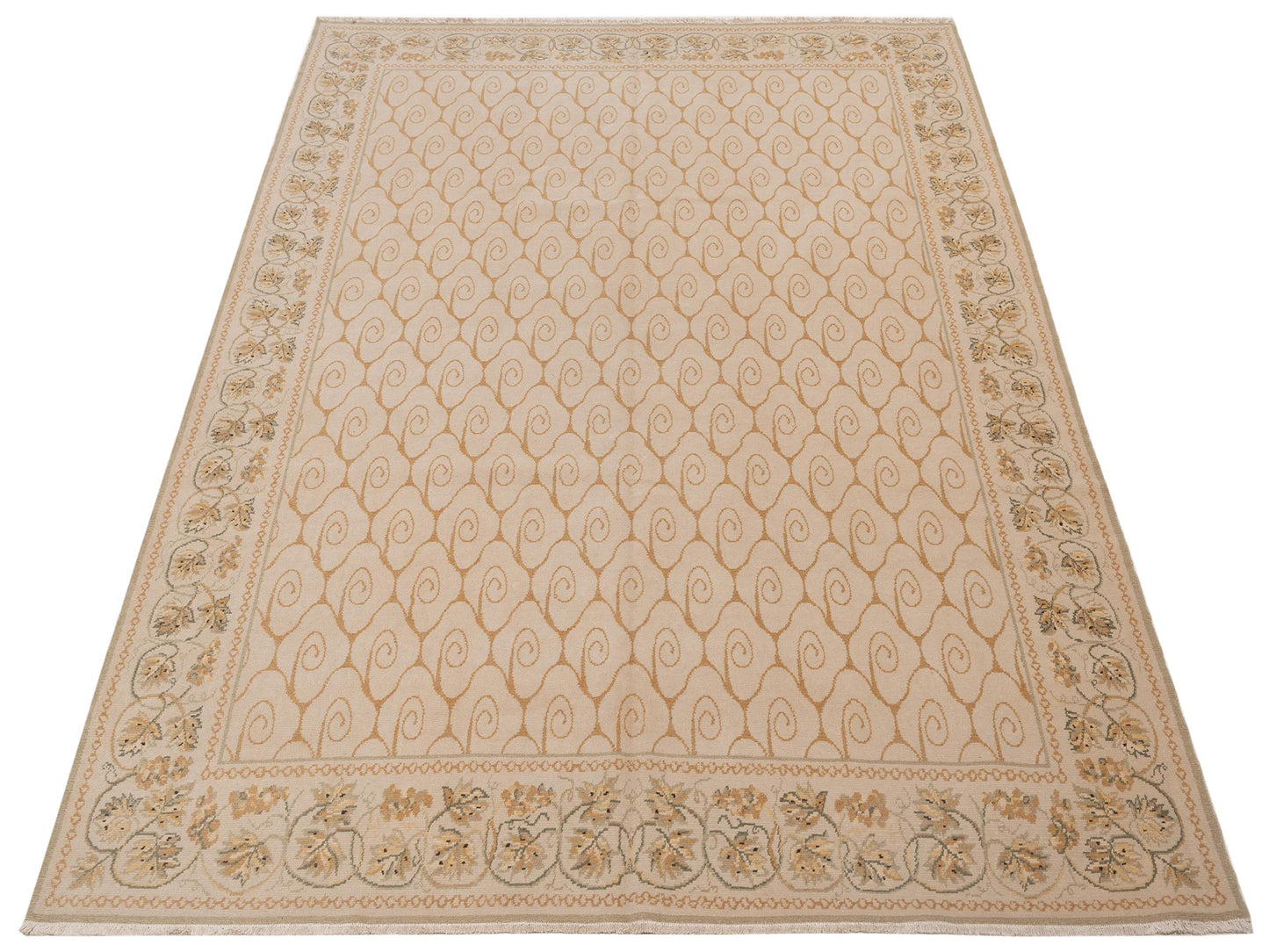 Bouquet 107515 Ivory Beige 8.1x9.10 Hand Knotted Rug