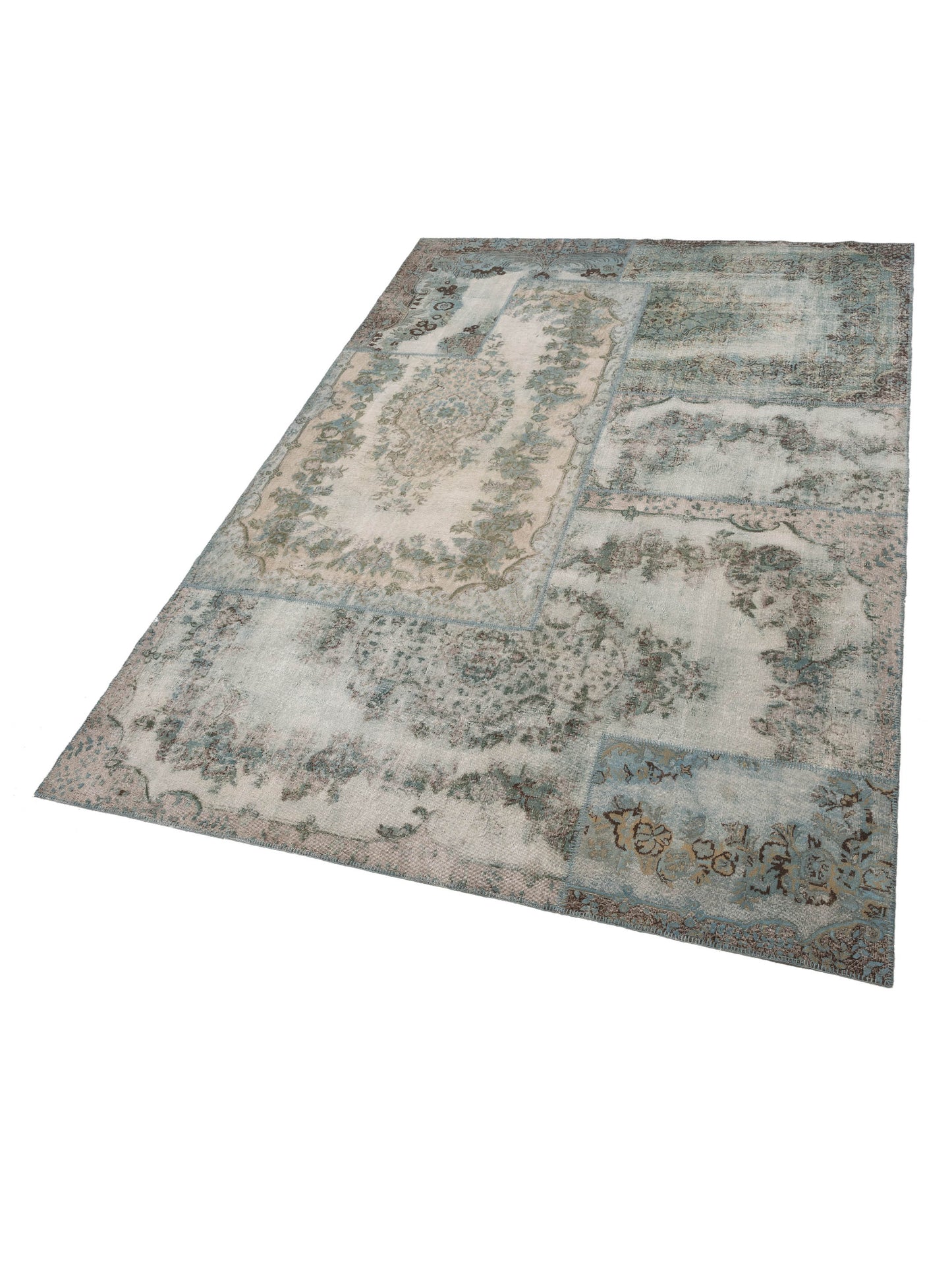 Turkish Vestige Patchwork 130972 Blue 10x13.10 Hand Knotted Rug