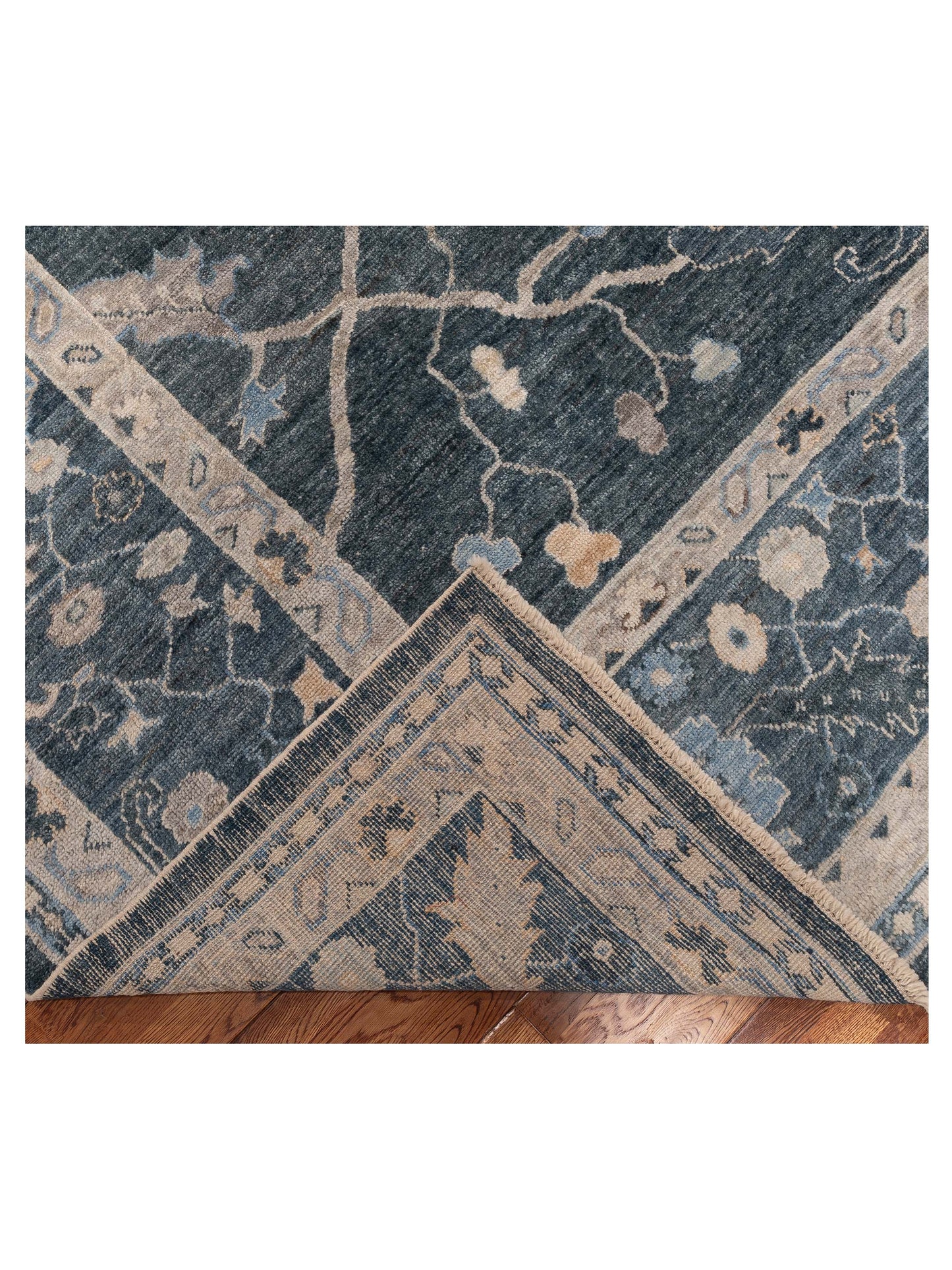 Angora Oushak 154952 Blue Blue 11.10x17.5 Hand Knotted Rug