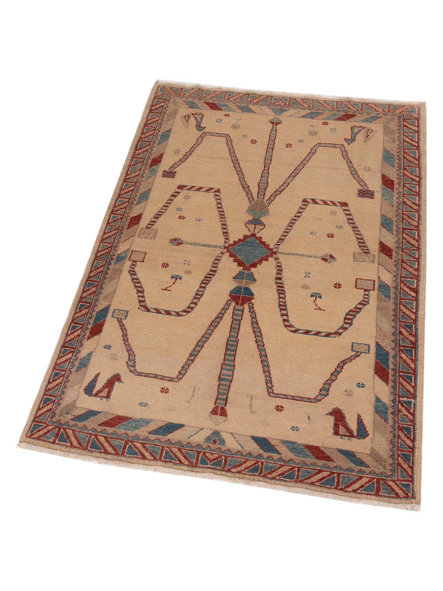Turkish Elvan 67281 Ivory 4x5.10 Hand Knotted Rug