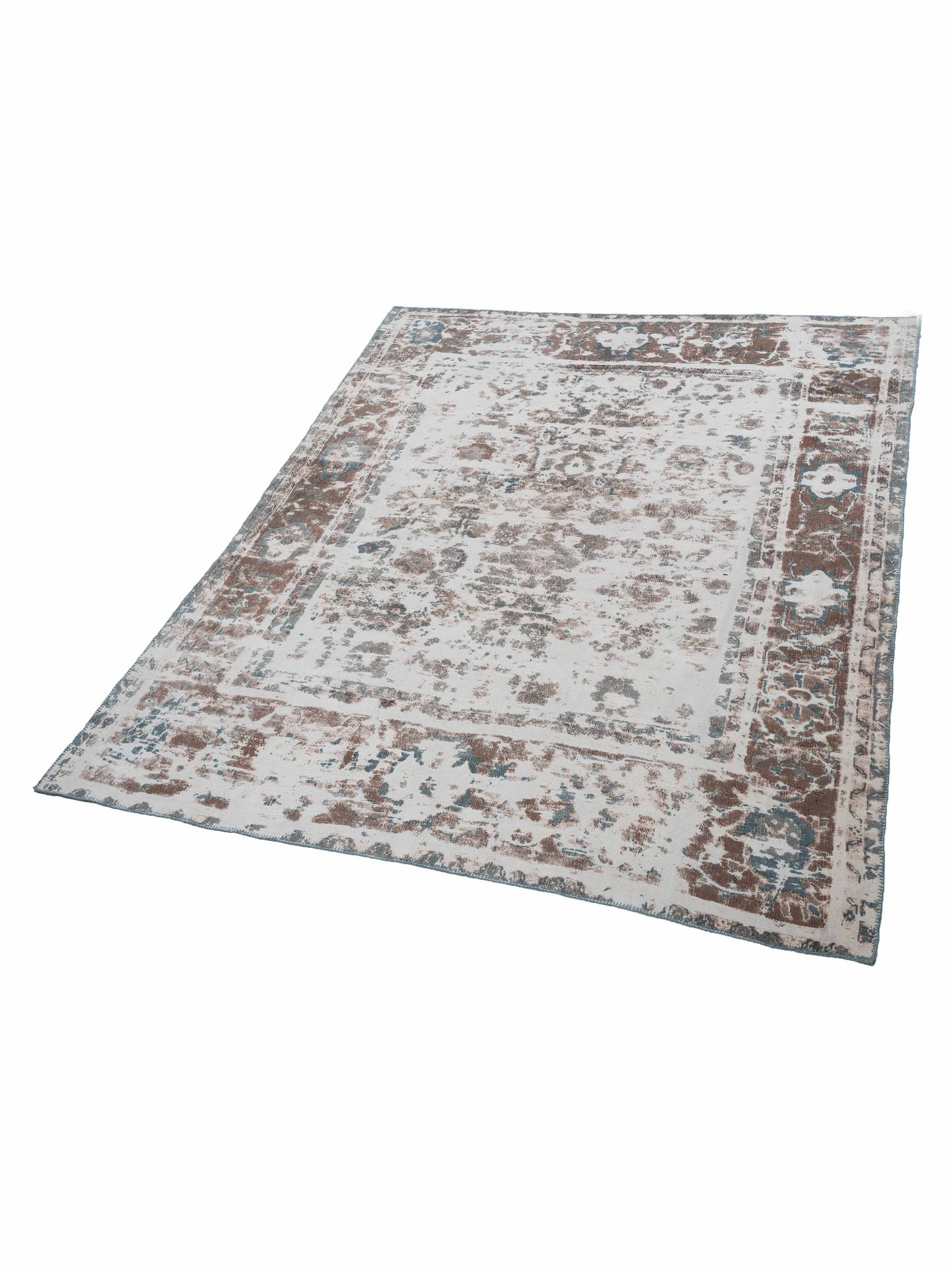 Turkish Vestige Patchwork 76018 Ivory Blue 9.7x11.7 Hand Knotted Rug