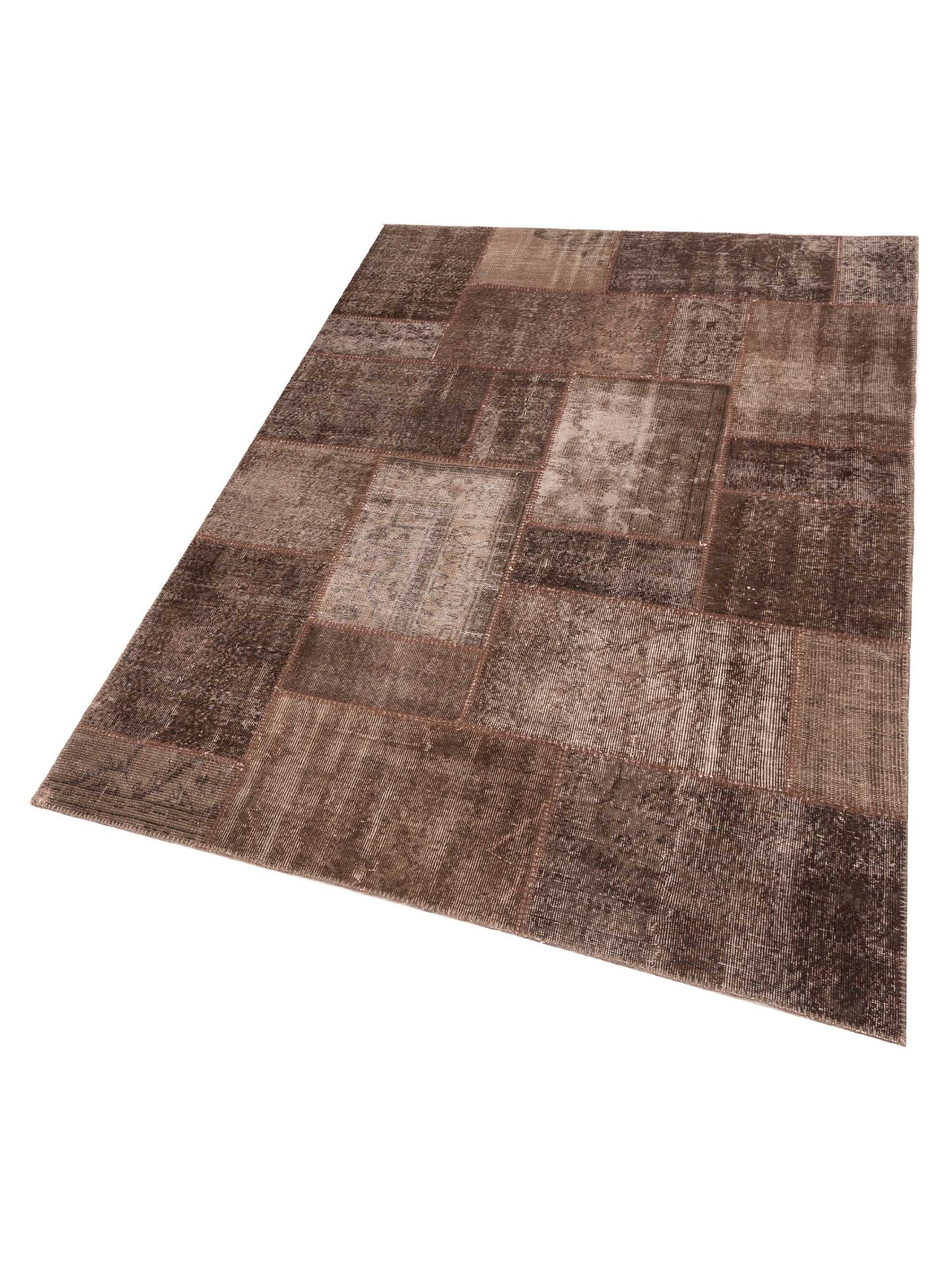 Turkish Vestige Patchwork 109920 Brown Brown 6x9 Hand Knotted Rug