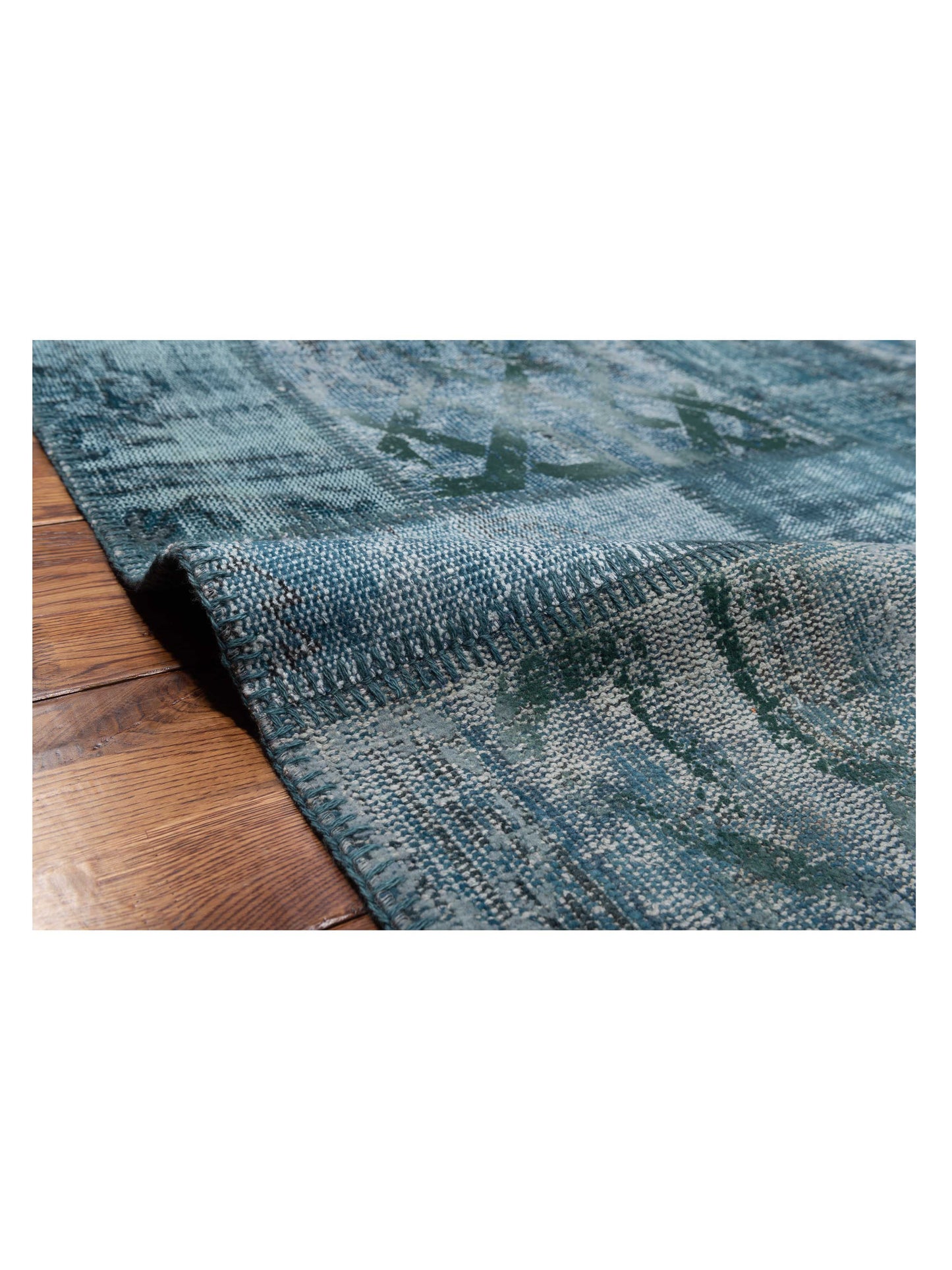 Turkish Vestige Patchwork 142798 Green 8.3x9.10 Hand Knotted Rug