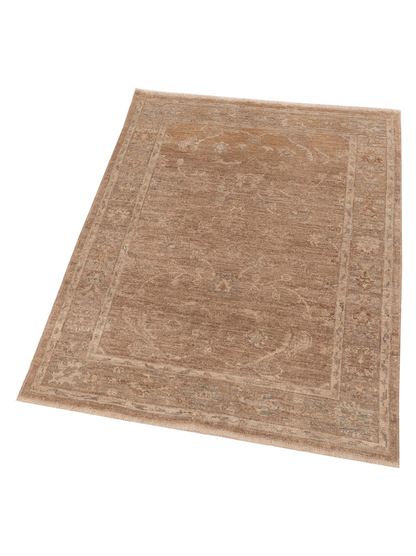 Angora Oushak 125641 Silver Beige 4.2x5.7 Hand Knotted Rug
