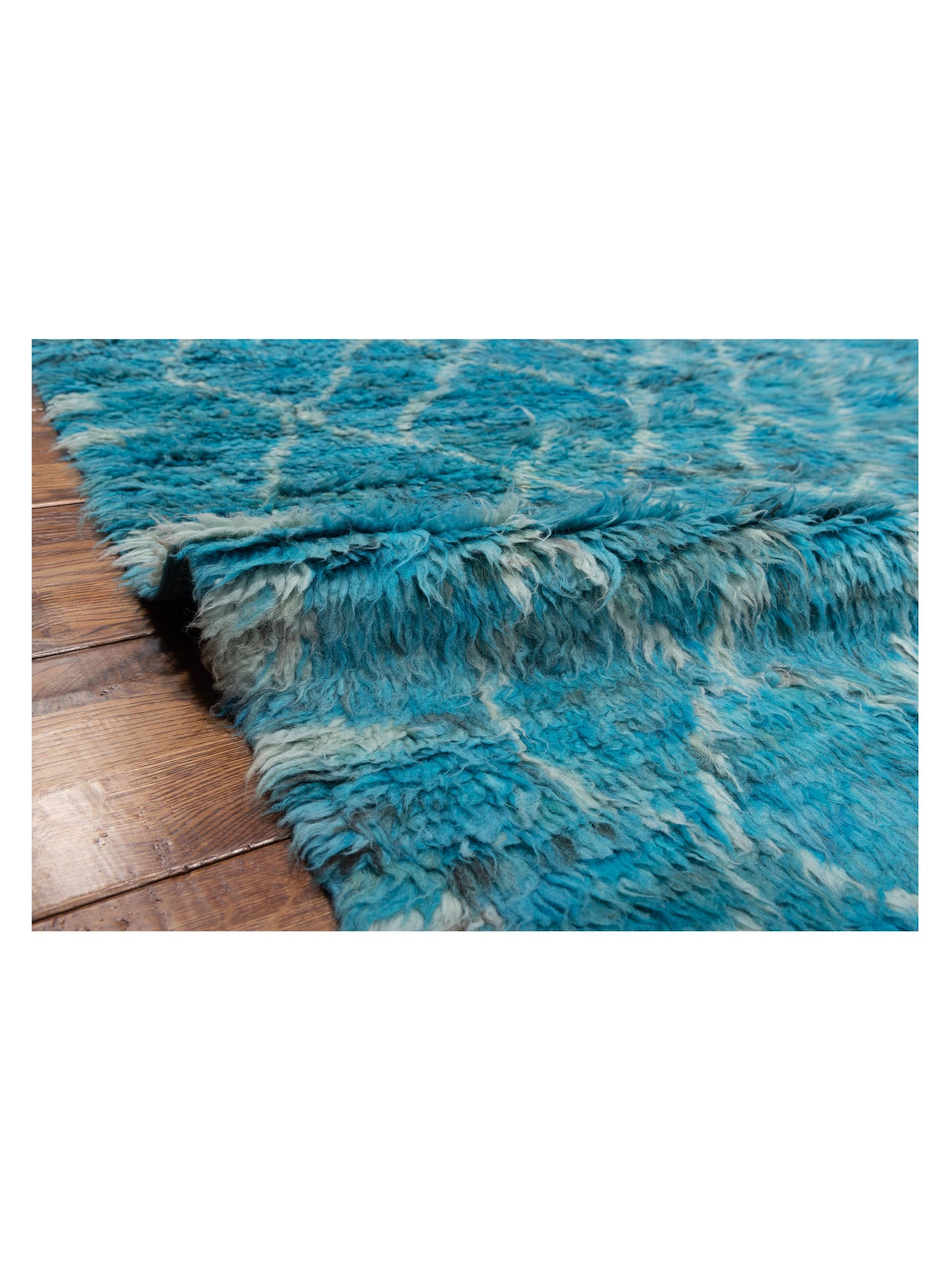 Berber Aspendos Turquoise Ivory 10.3x13.10 Hand Knotted Rug