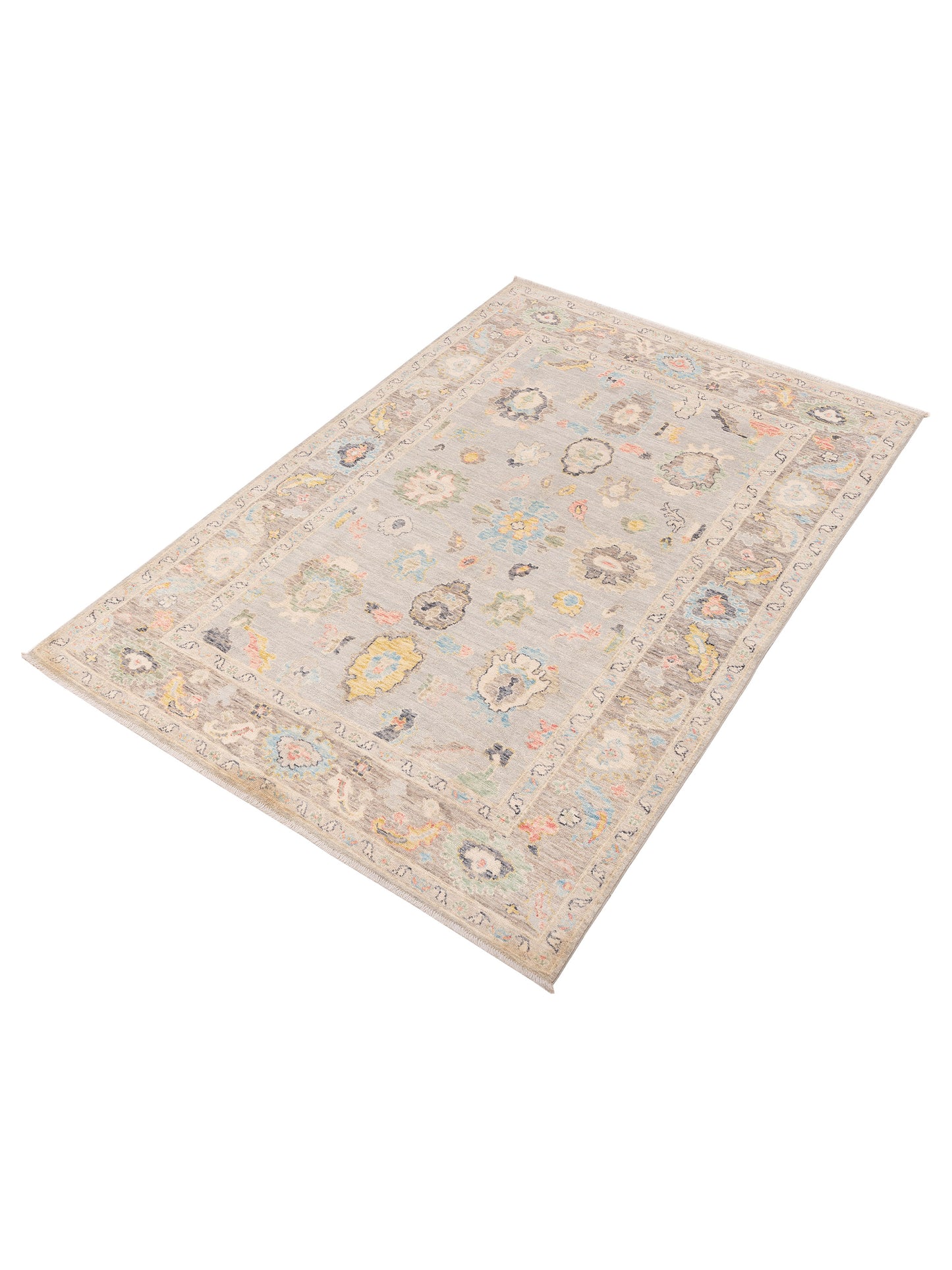 Anadol Oushak 151507 Ice Blue Light Gray 5.11x8.9 Hand Knotted Rug
