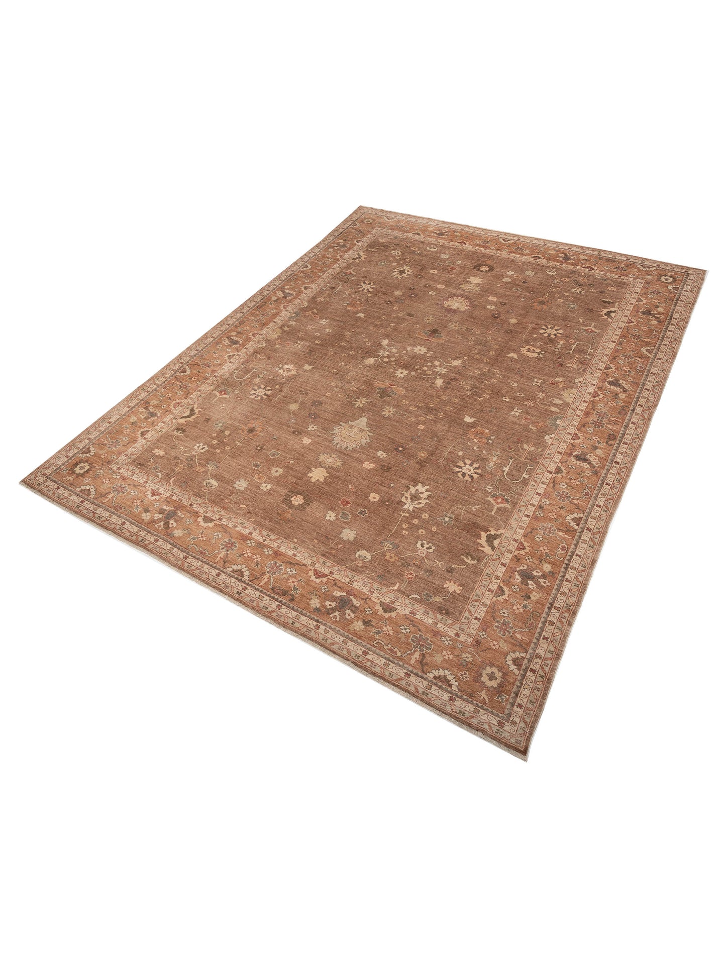 Angora Oushak 92757 Brown Brown 12.11x16.4 Hand Knotted Rug