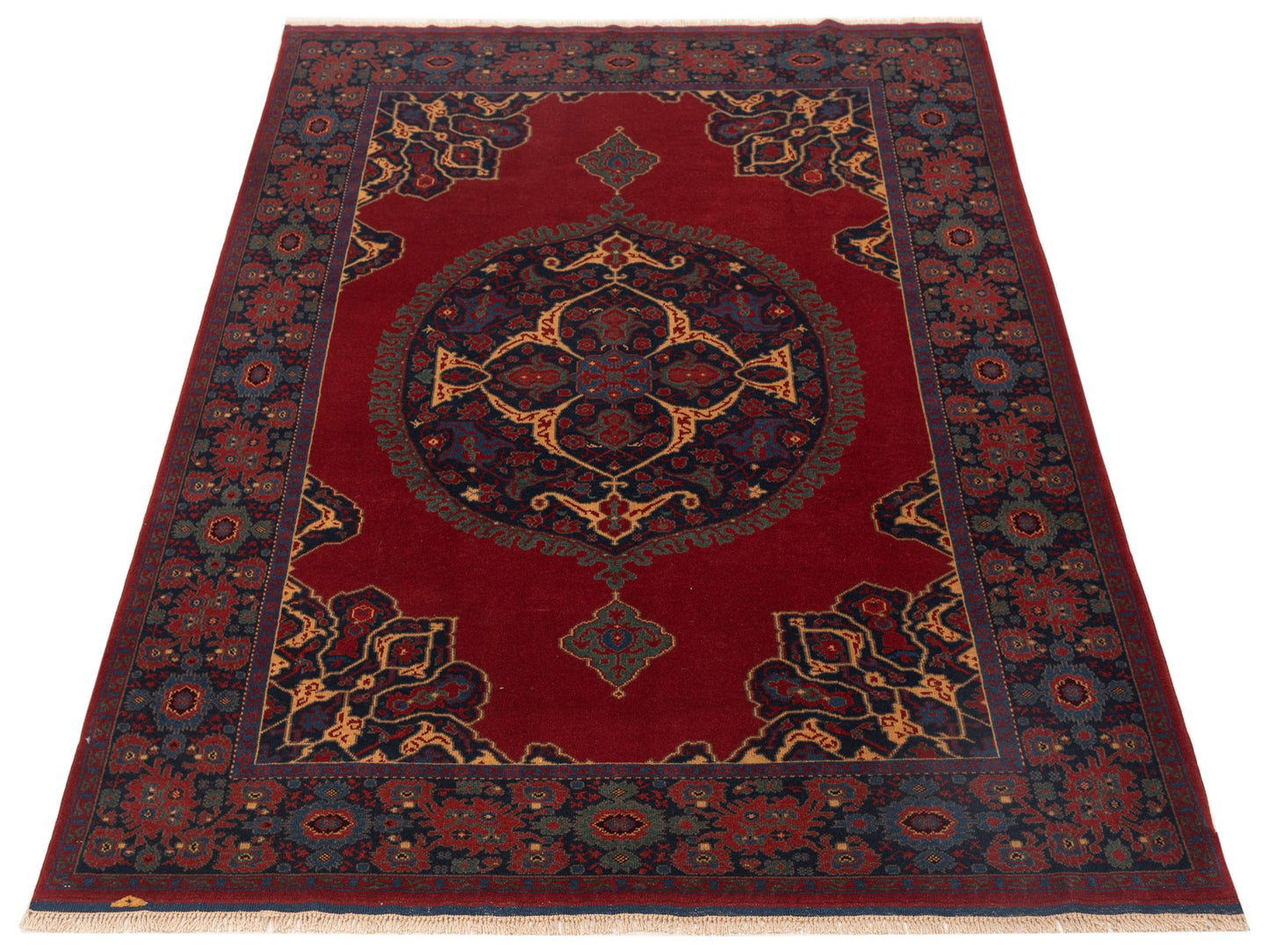 Turkish Shirwan 145124 Red Navy 6.7x9 Hand Knotted Rug