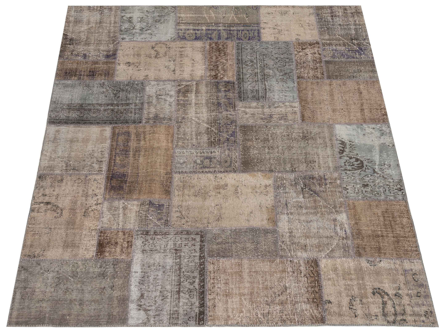 Turkish Vestige Patchwork 111628 Gray 8.3x9.11 Hand Knotted Rug