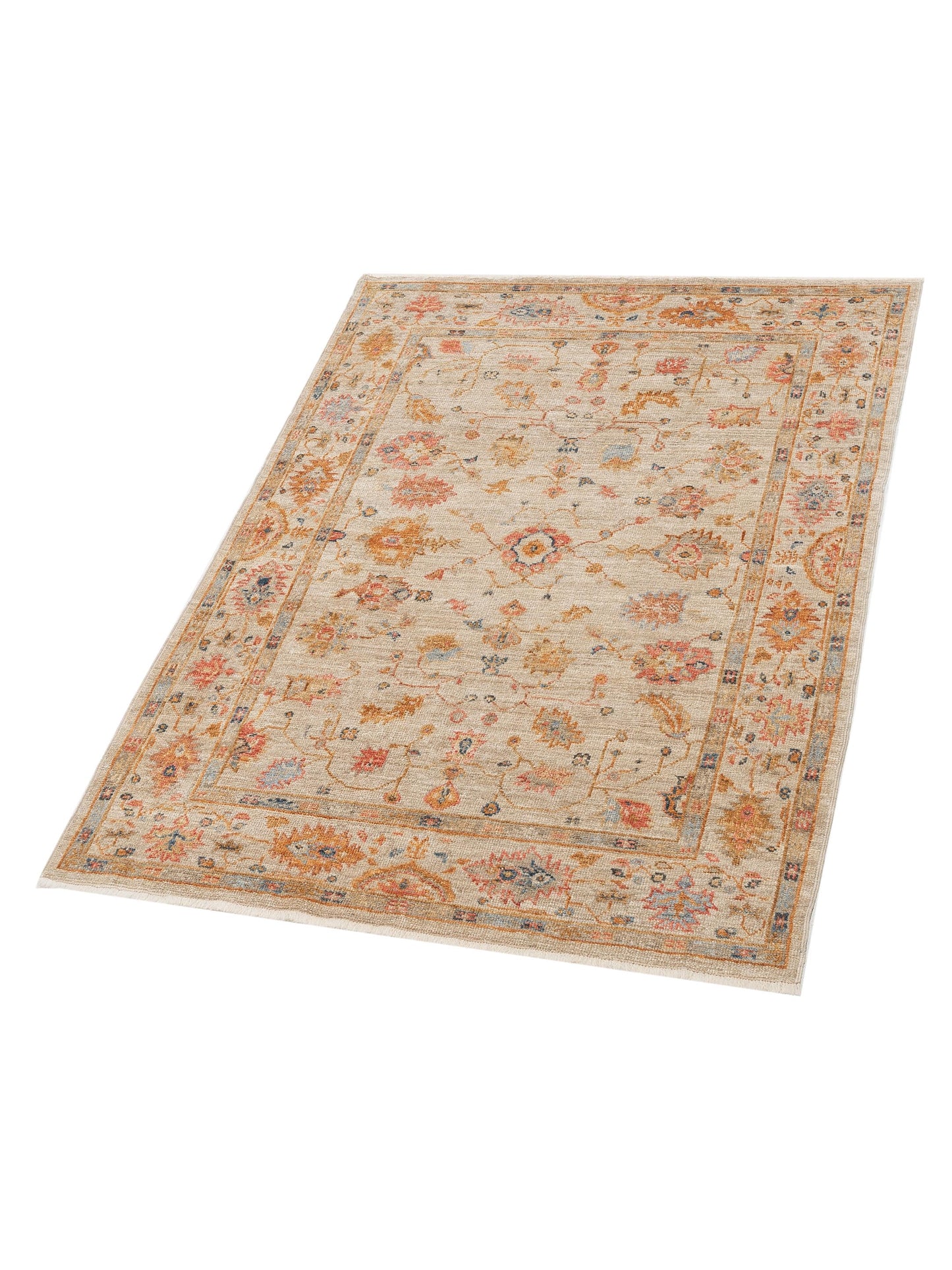 Angora Oushak 146552 Ivory Ivory 5.1x6.9 Hand Knotted Rug