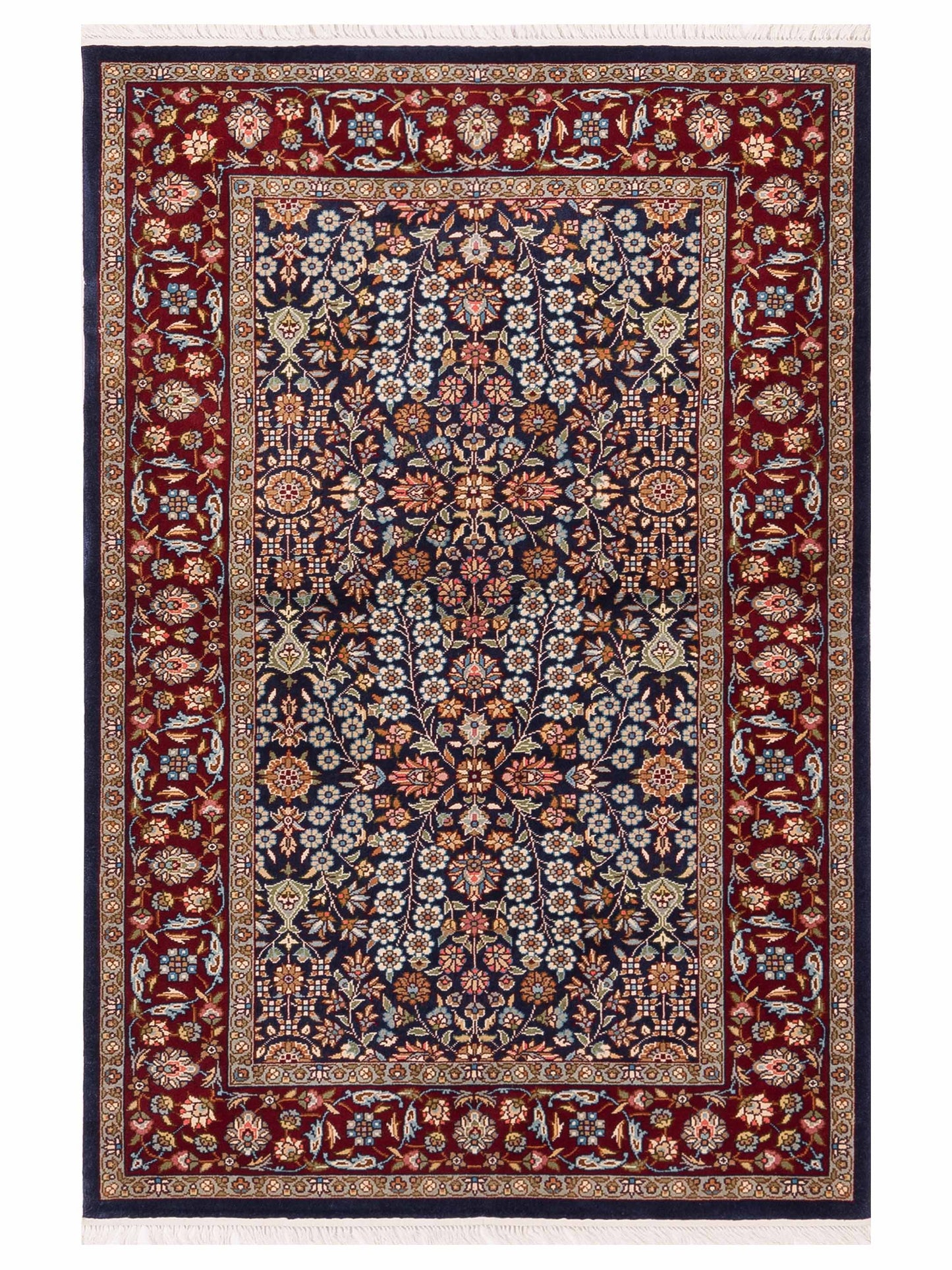 Pasha Pure Silk  Navy Red Traditional