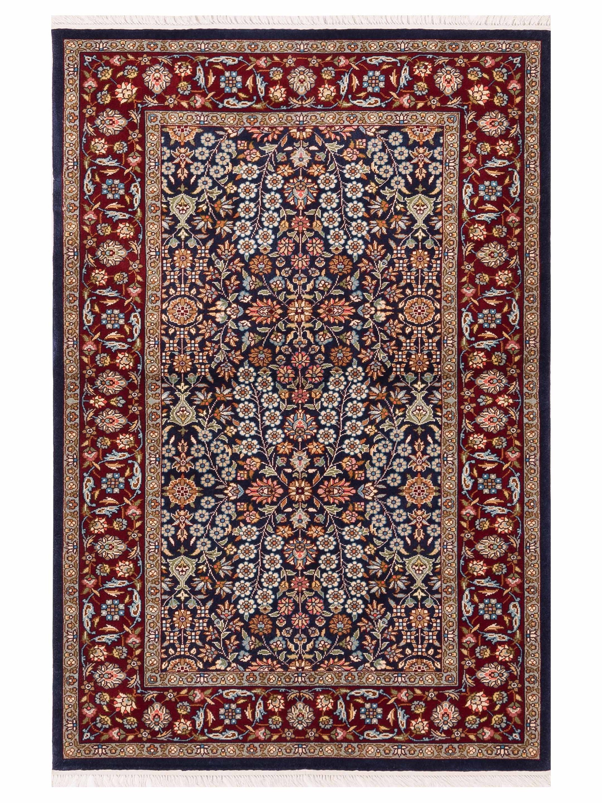 Pasha Pure Silk  Navy Red Traditional
