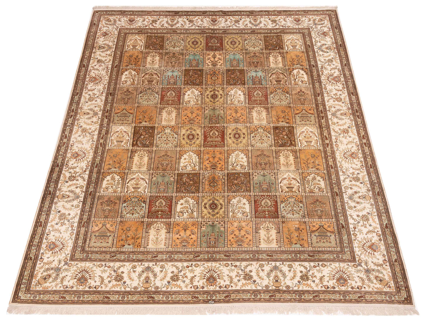 Pure Silk 118024 Ivory Ivory 9.1x11.7 Hand Knotted Rug