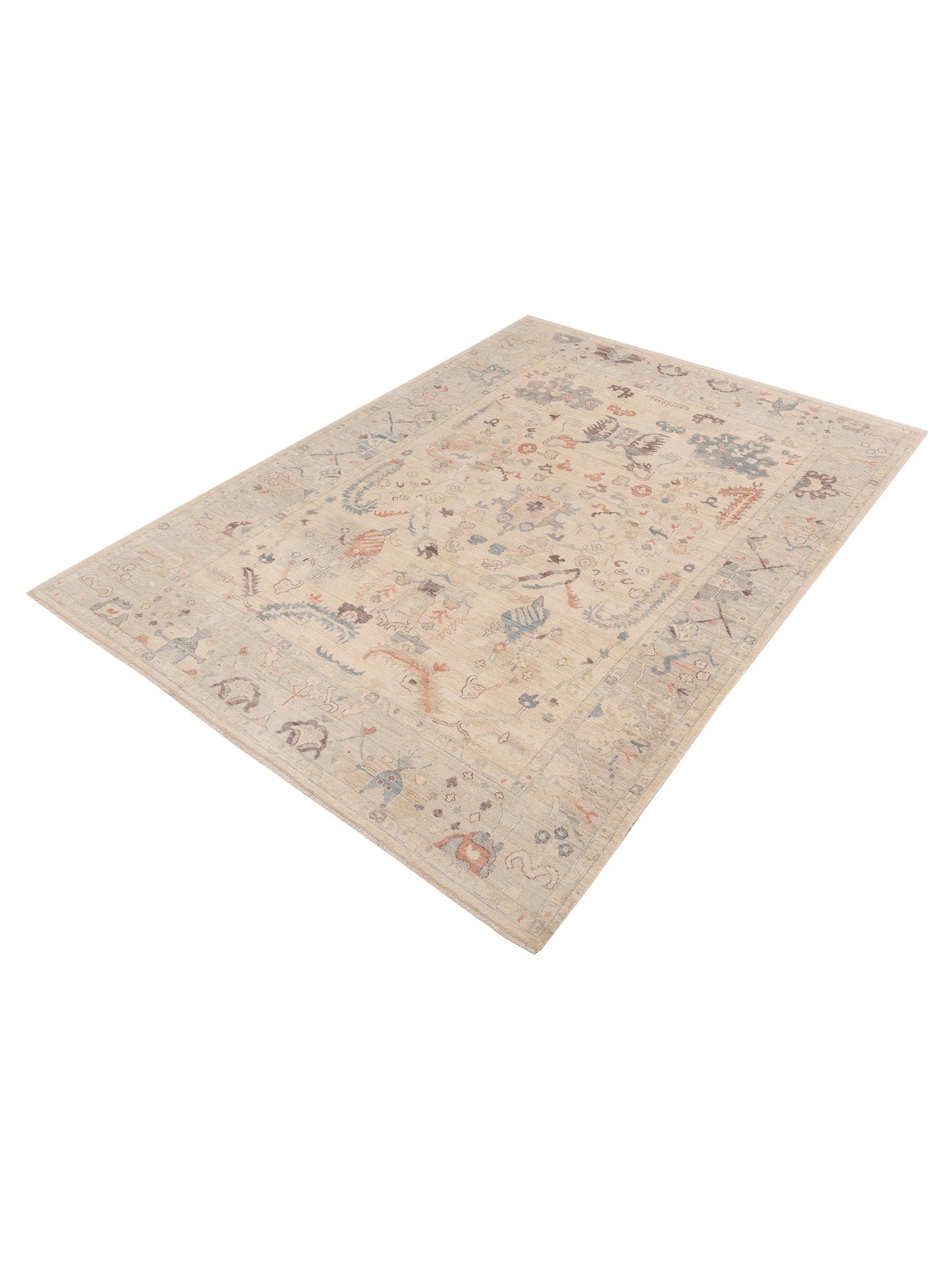 Anadol Oushak 154525 Ivory Light Gray 9.3x12.1 Hand Knotted Rug