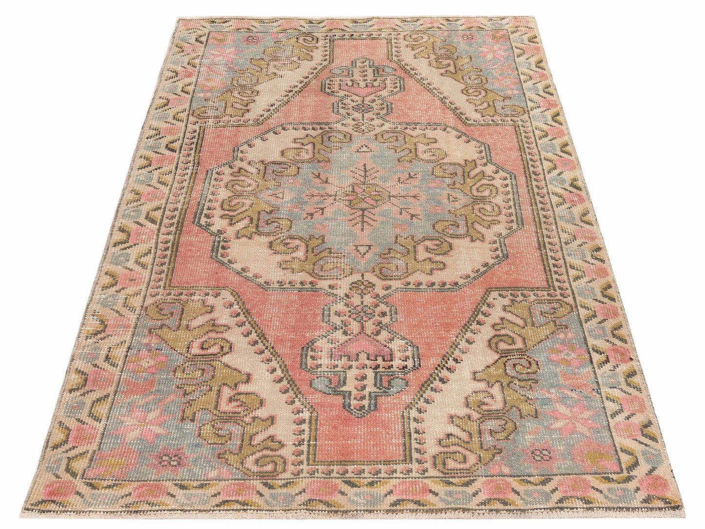 Old Anatolian 149857 Pink Ivory 4.2x7.5 Hand Knotted Rug
