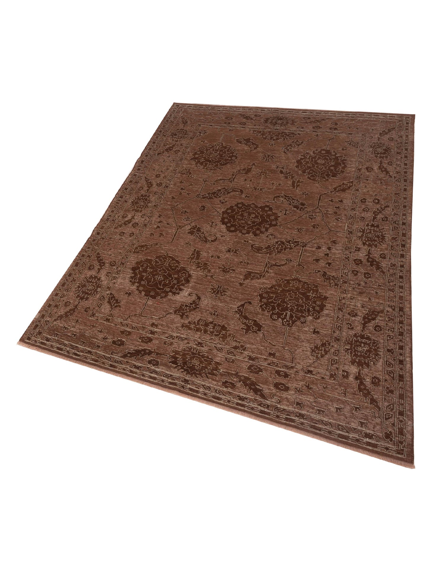 Defne Ruby Brown Ice Blue 6.5x9 Hand Knotted Rug
