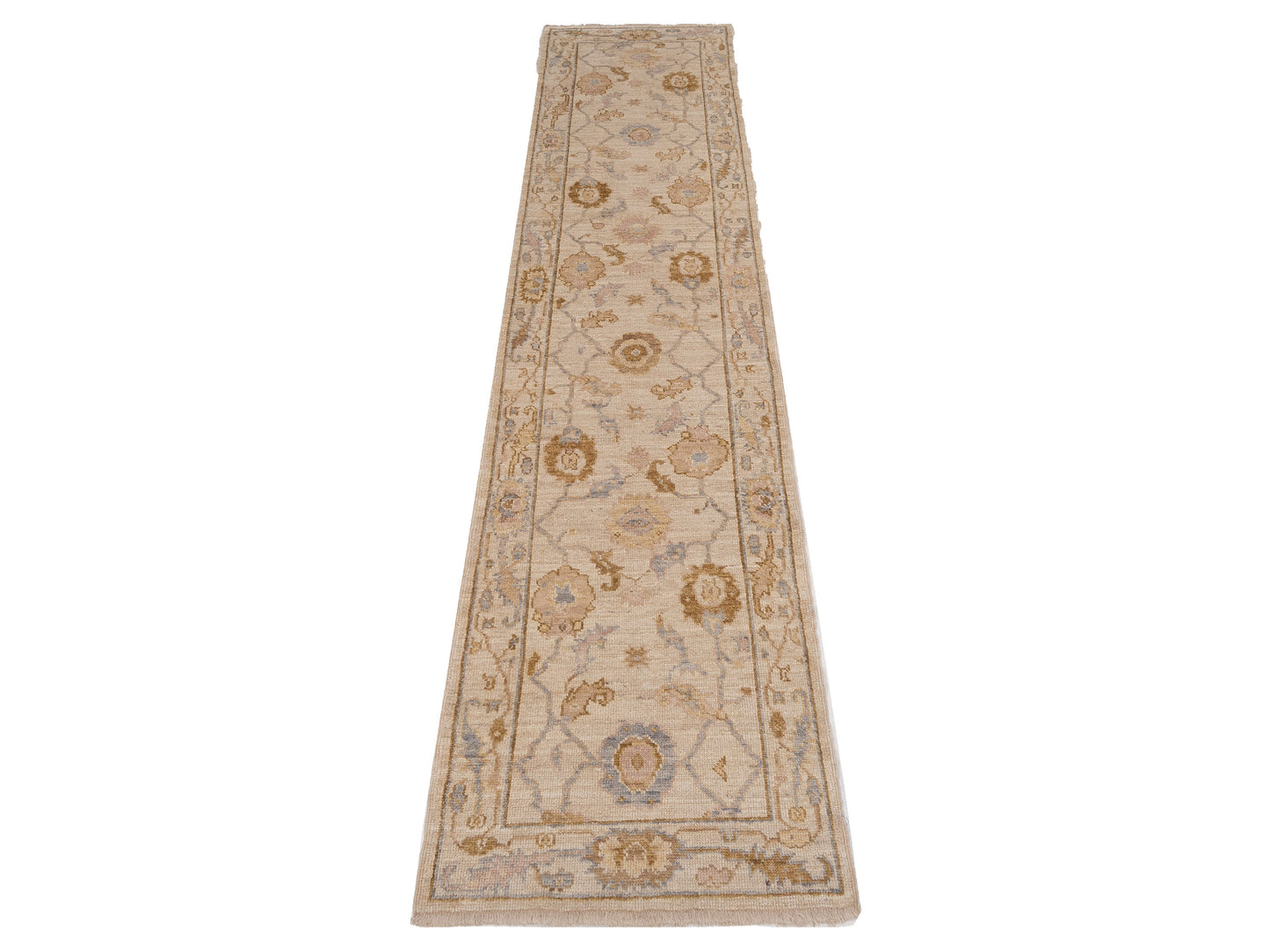 Angora Oushak 149447 Ivory Ivory 2.7x11.8 Hand Knotted Rug