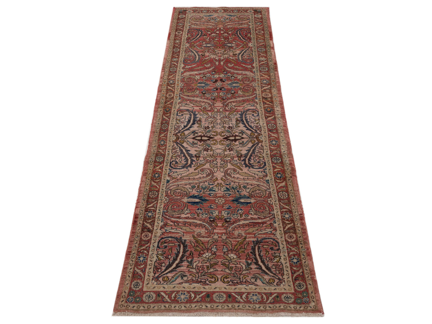 Persian 147711 Pink Rust 2.8x9.5 Hand Knotted Rug