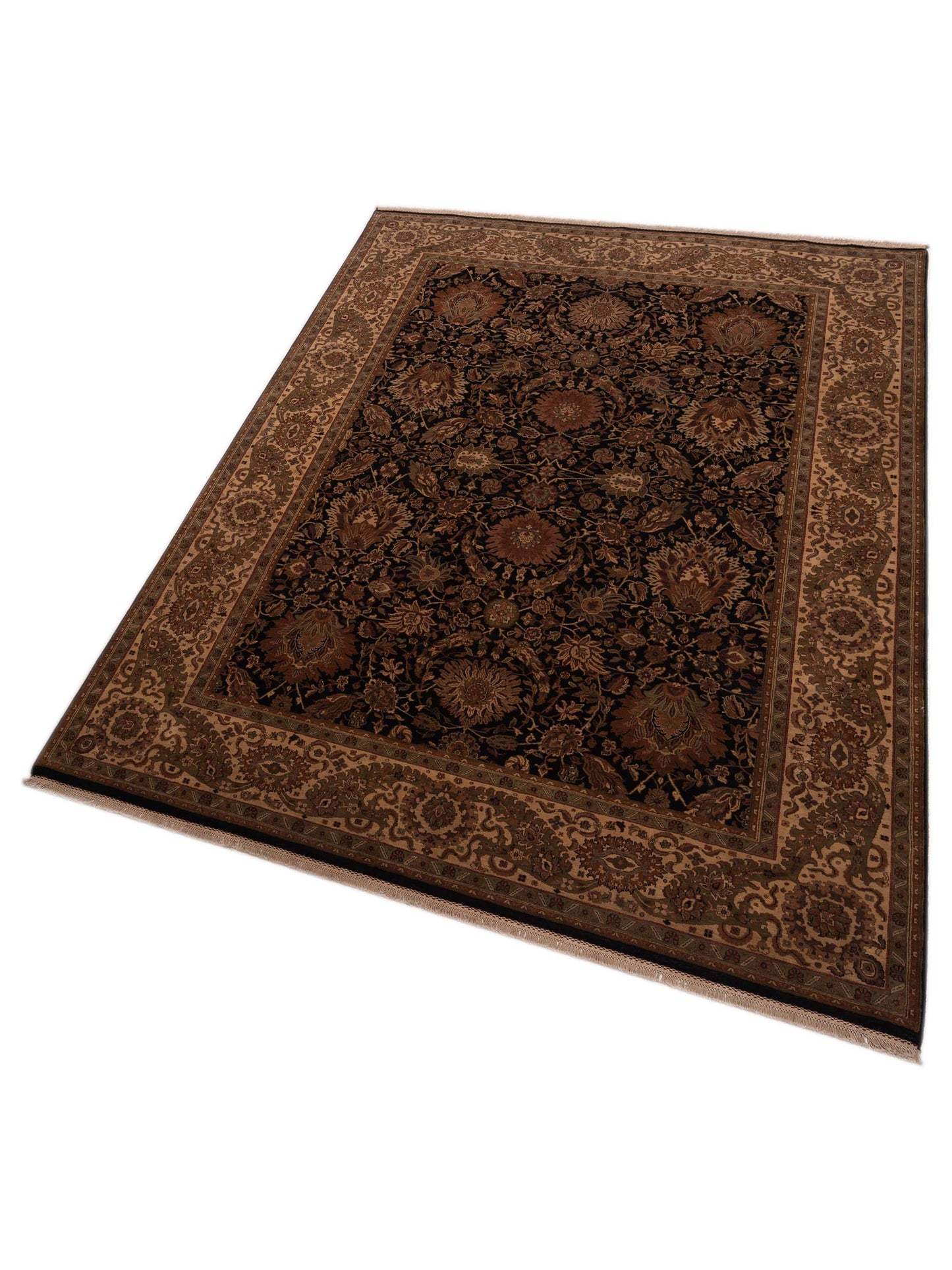Crown 83703 Black Beige 9.3x12.3 Hand Knotted Rug