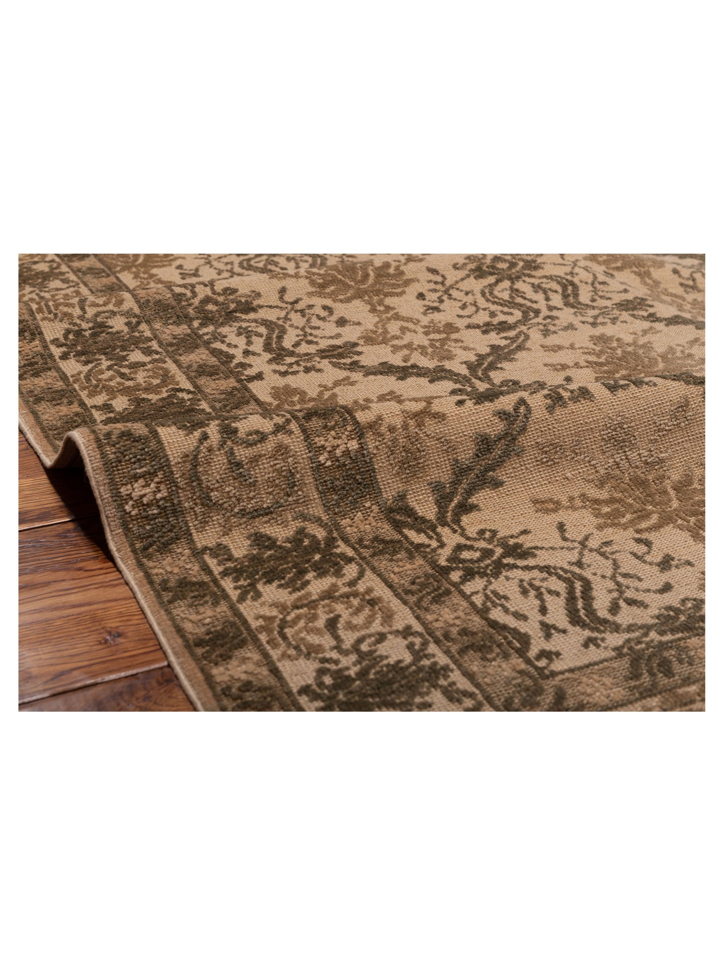Antique Loom 108027 Beige Green 4.2x5.10 Hand Knotted Rug