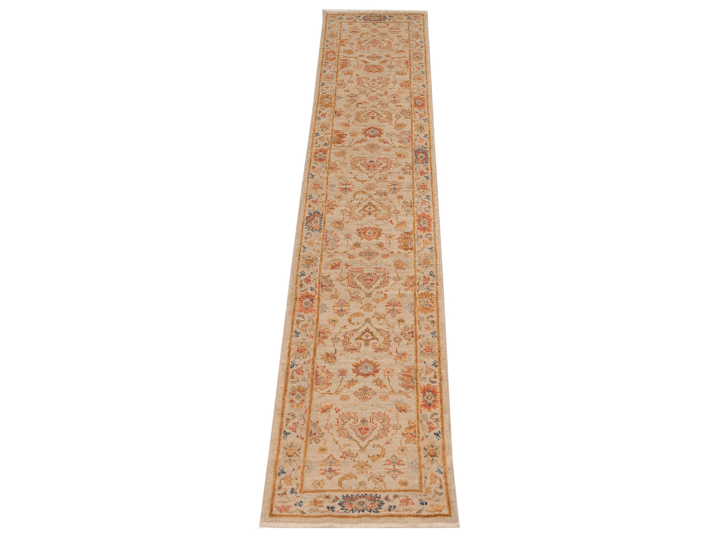 Angora Oushak 148040 Ivory Ivory 2.7x13.4 Hand Knotted Rug