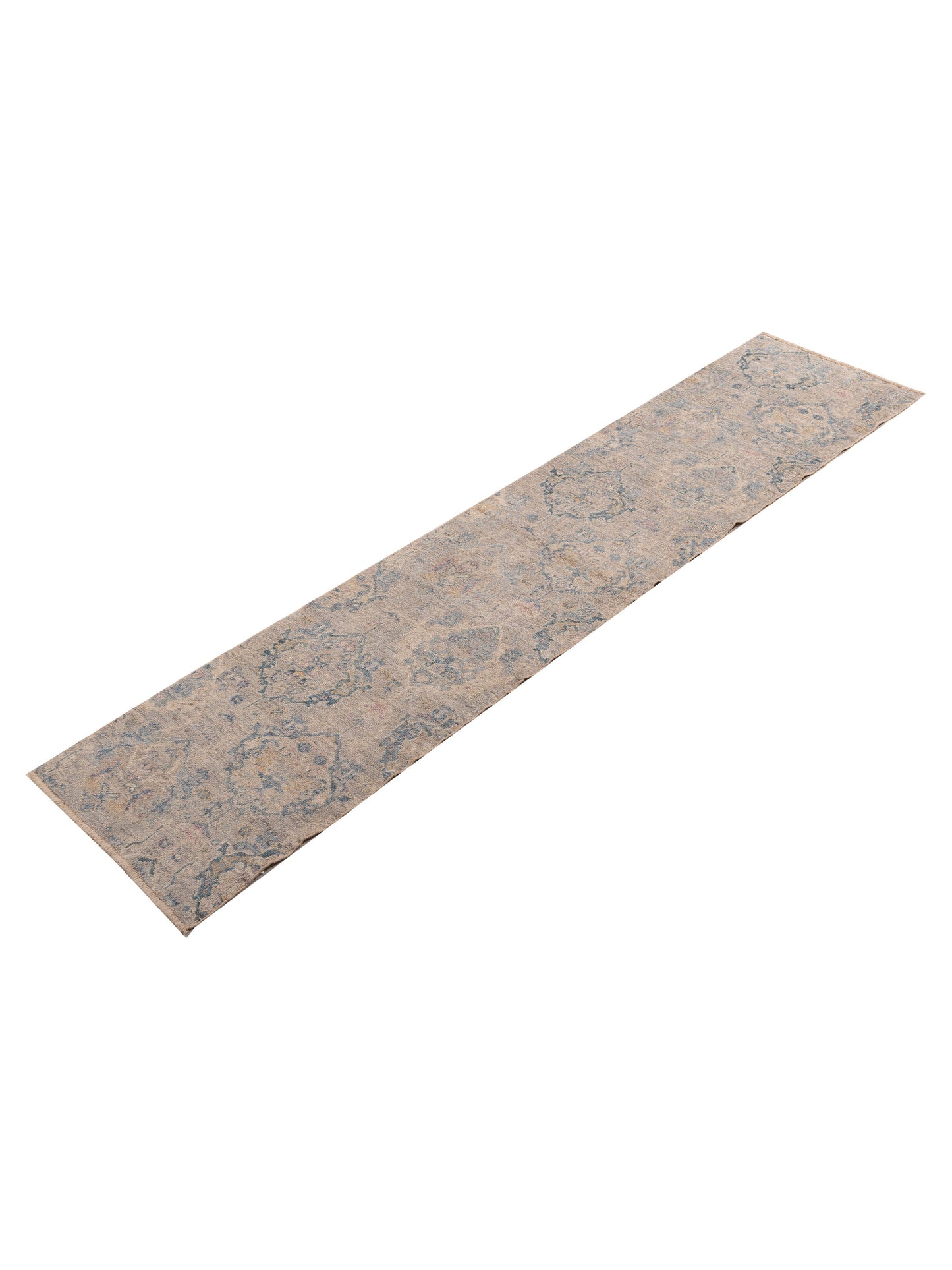 Angora Oushak 154099 Gray Blue 2.6x11.5 Hand Knotted Rug