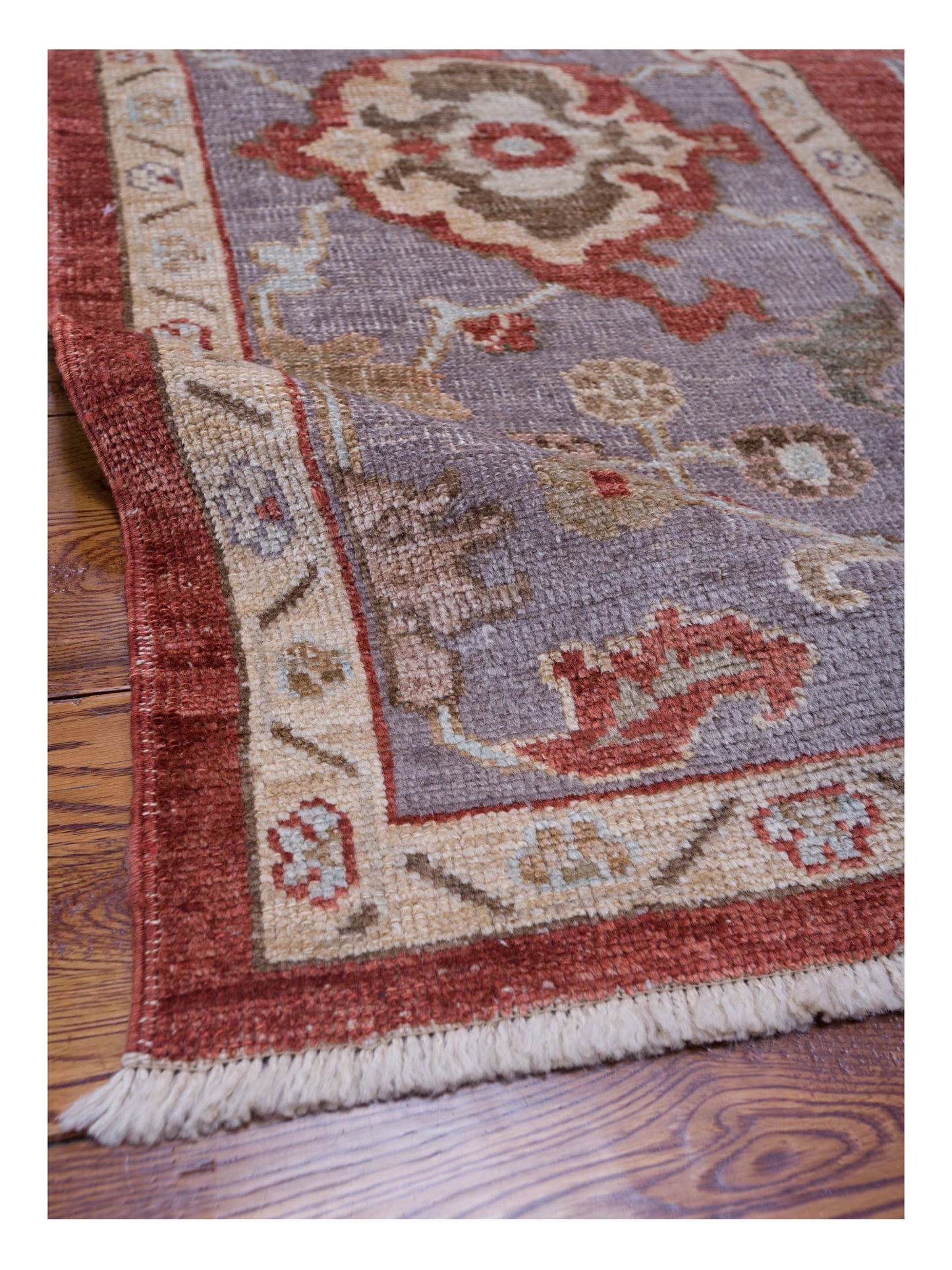 Angora Oushak 128120 Rust Purple 11.9x14.3 Hand Knotted Rug