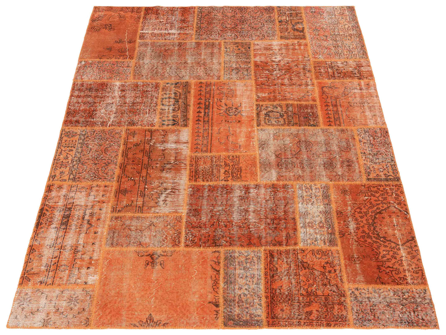 Turkish Vestige Patchwork 113265 Orange 8.2x9.10 Hand Knotted Rug