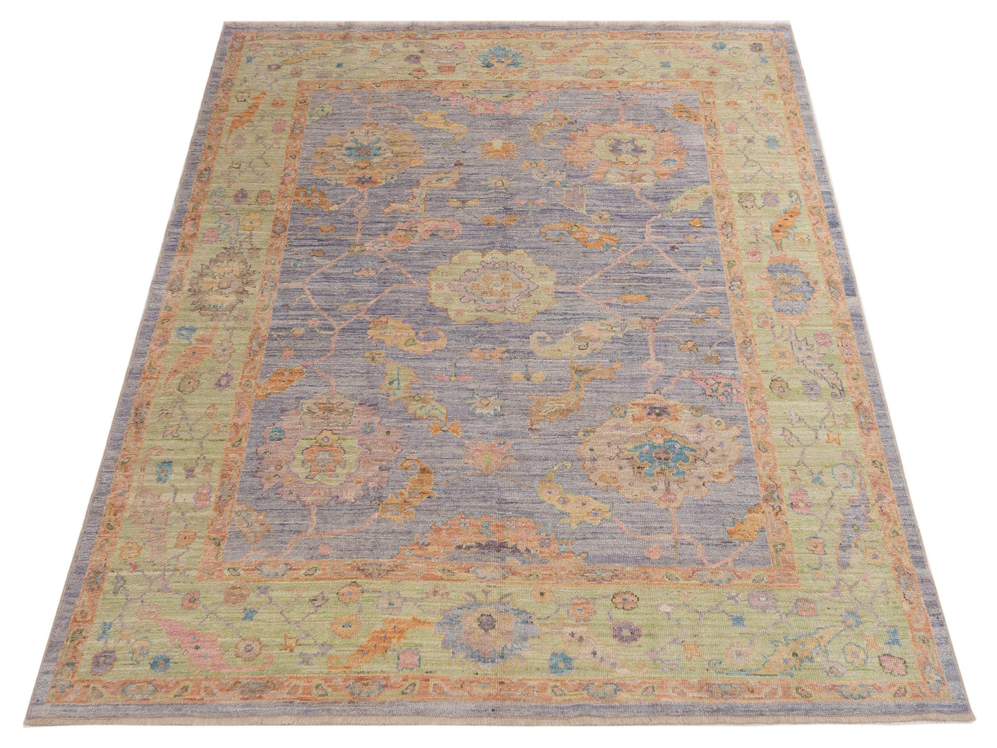 Angora Oushak 149683 Purple Green 8x9.4 Hand Knotted Rug