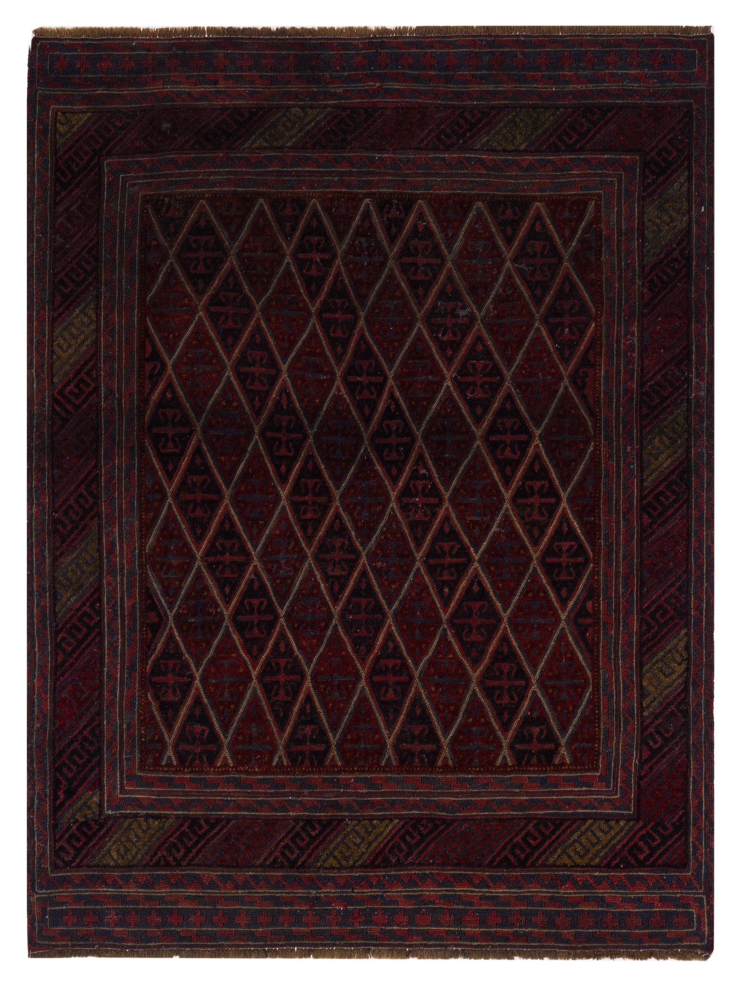 Nomad Afghan Soumak  Charcoal Red Tribal