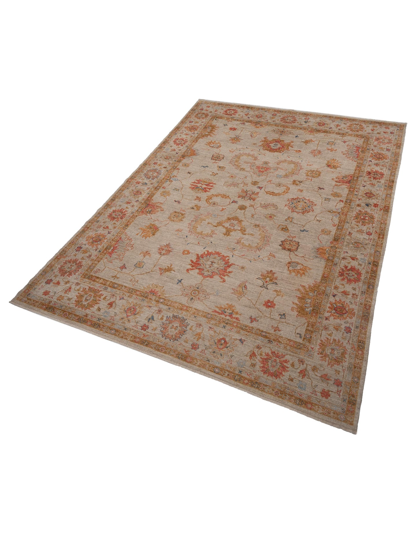 Angora Oushak 146474 Ivory Ivory 11.4x14.8 Hand Knotted Rug