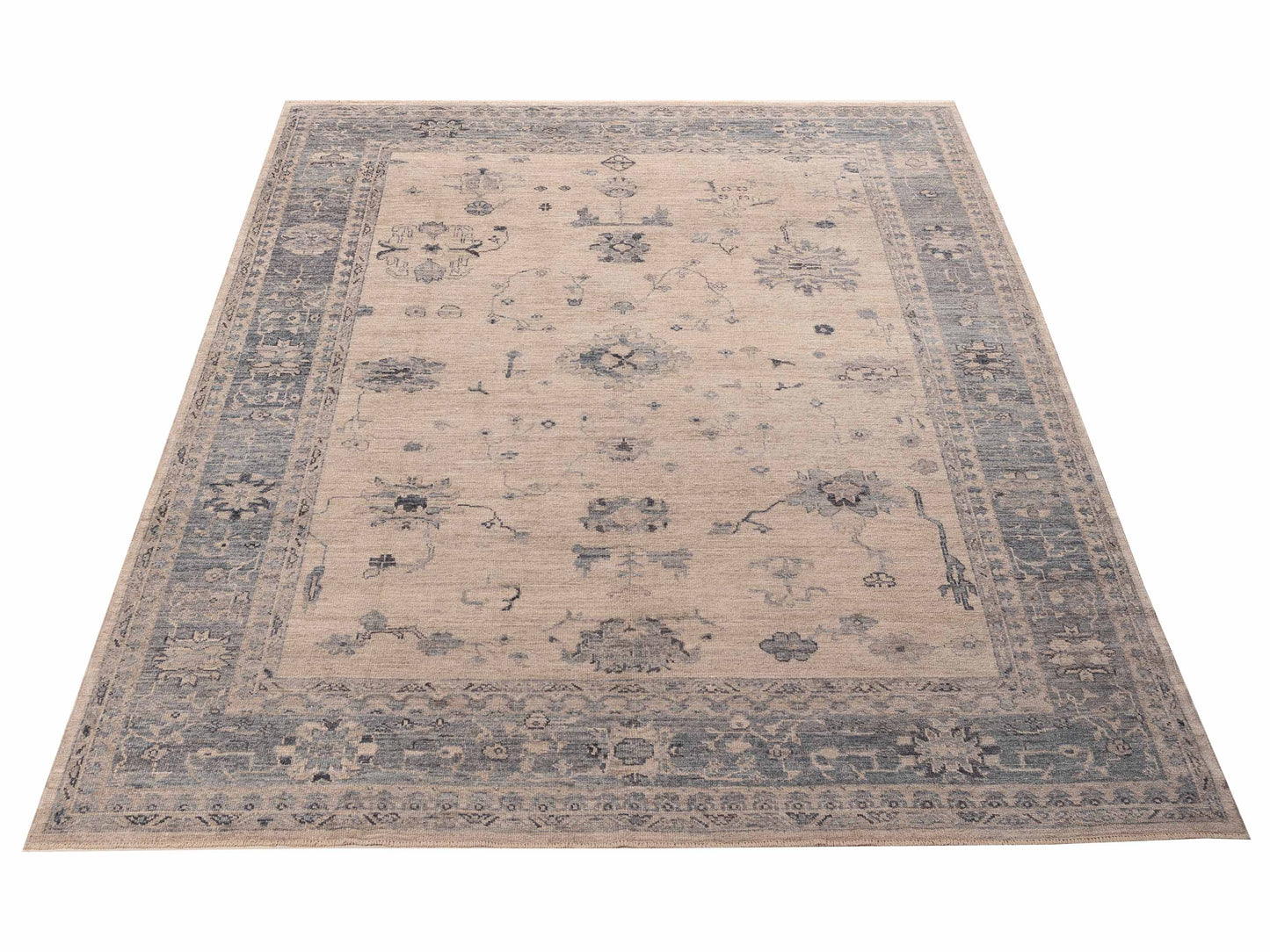 Angora Oushak 156108 Silver Blue 9.1x11.5 Hand Knotted Rug