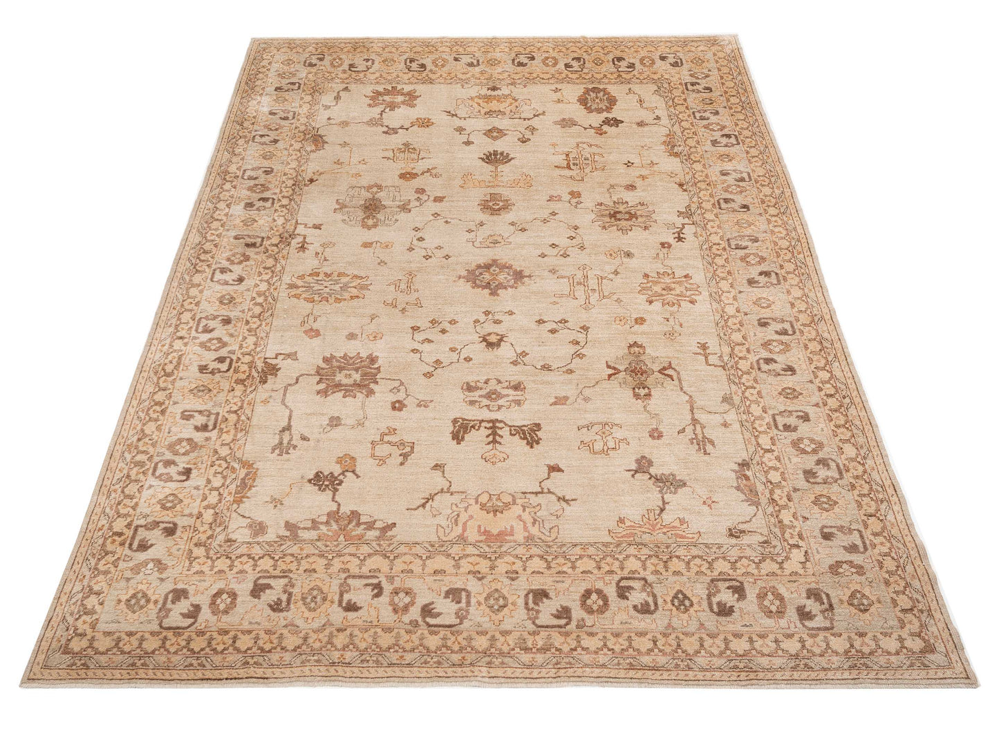 Angora Oushak 94650 Silver Ivory 10.10x14.8 Hand Knotted Rug
