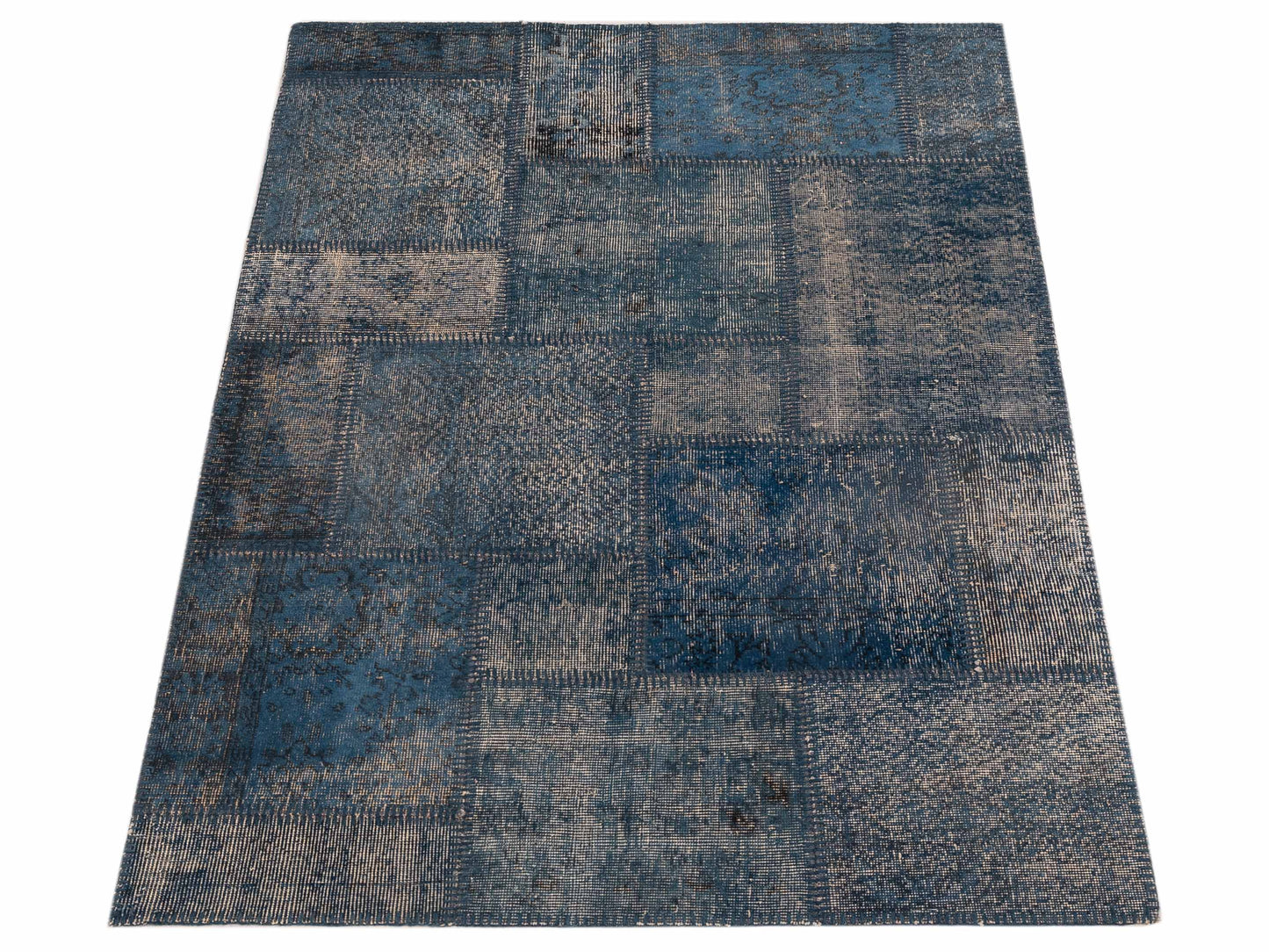 Turkish Vestige Patchwork 128872 Indigo 4x6 Hand Knotted Rug
