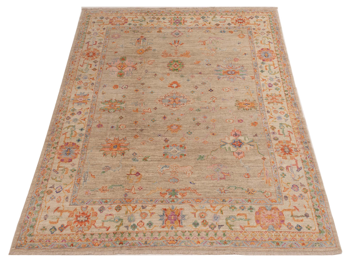 Angora Oushak 148291 Gray Ivory 8.3x9.8 Hand Knotted Rug