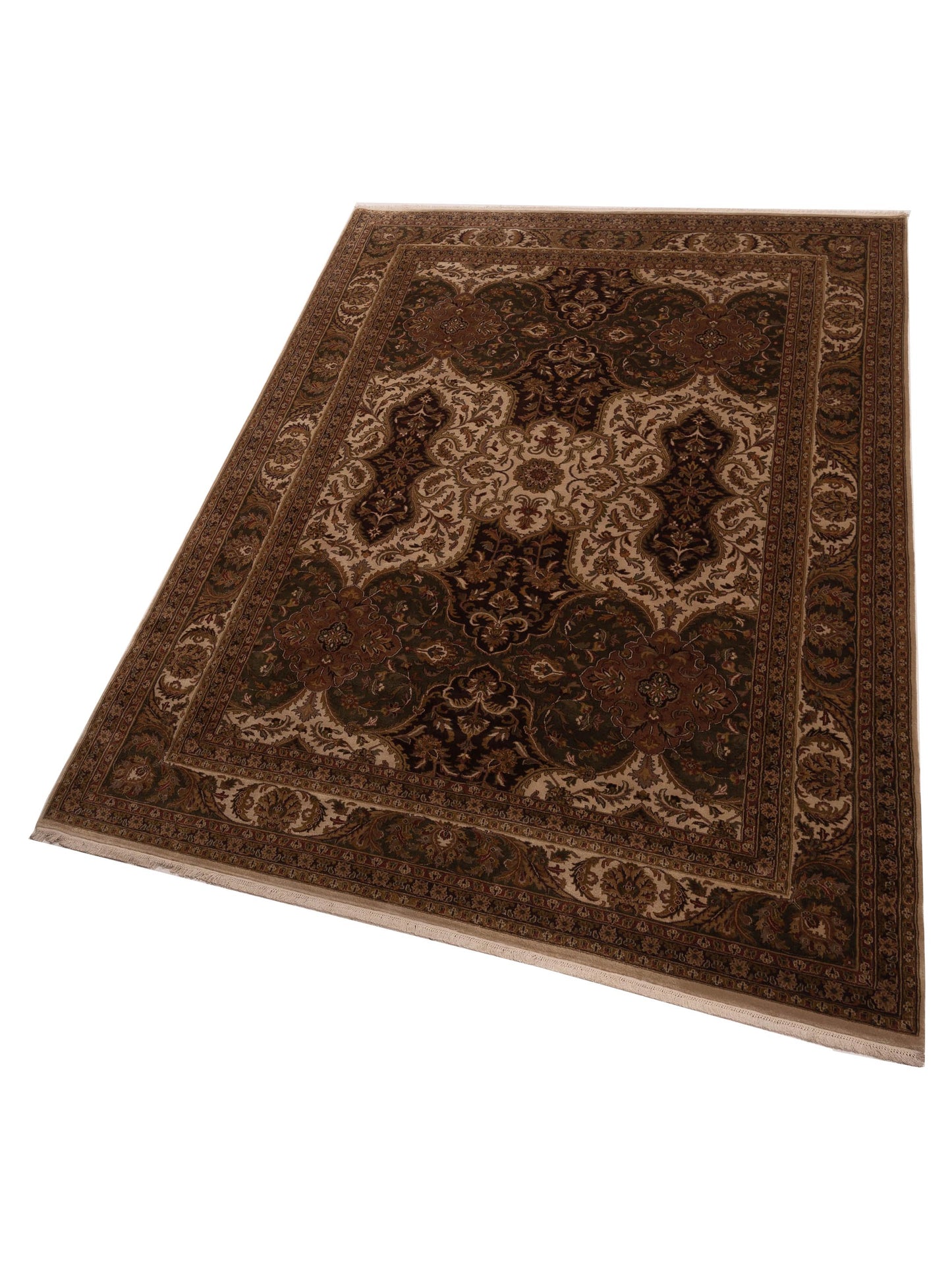 Crown 123078 Beige Green 8.10x11.9 Hand Knotted Rug