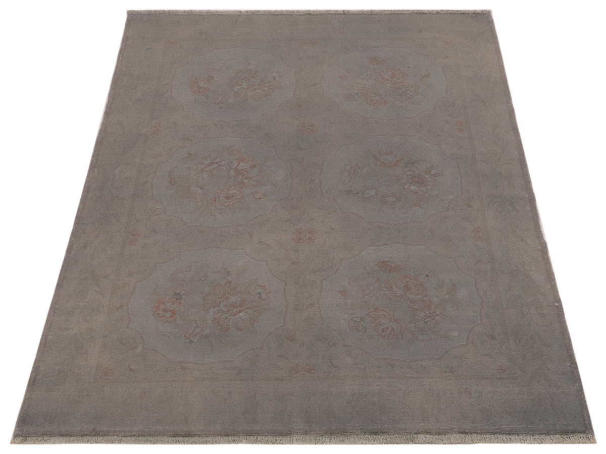 Vintage 107497 Gray 4.11x6.3 Hand Knotted Rug