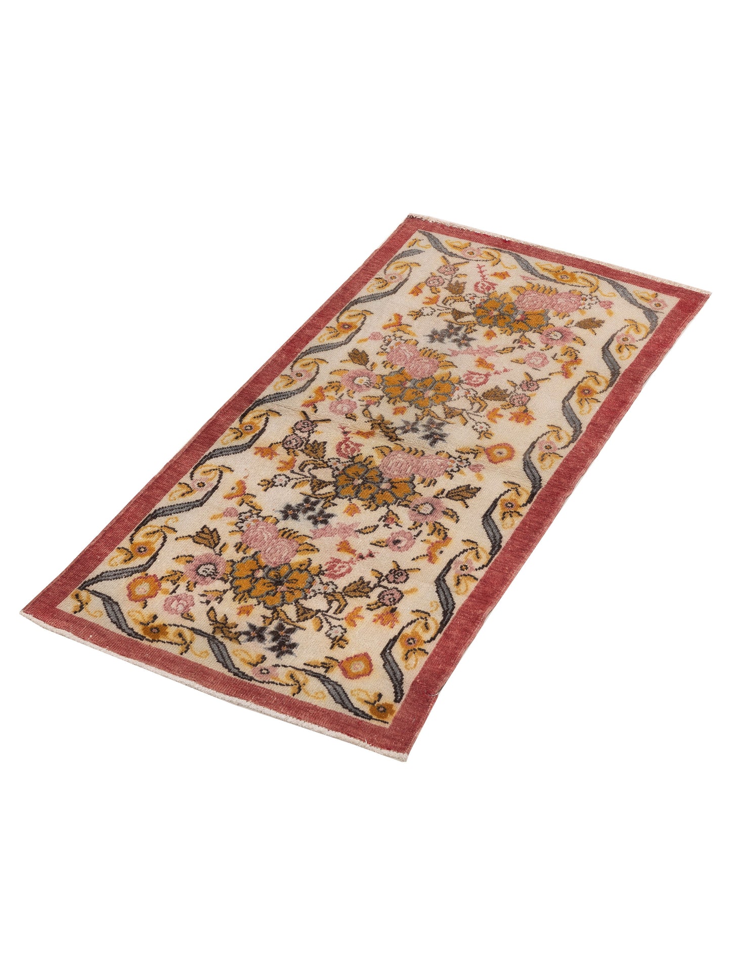 Old Anatolian 154188 Ivory Rust 2.11x5.7 Hand Knotted Rug