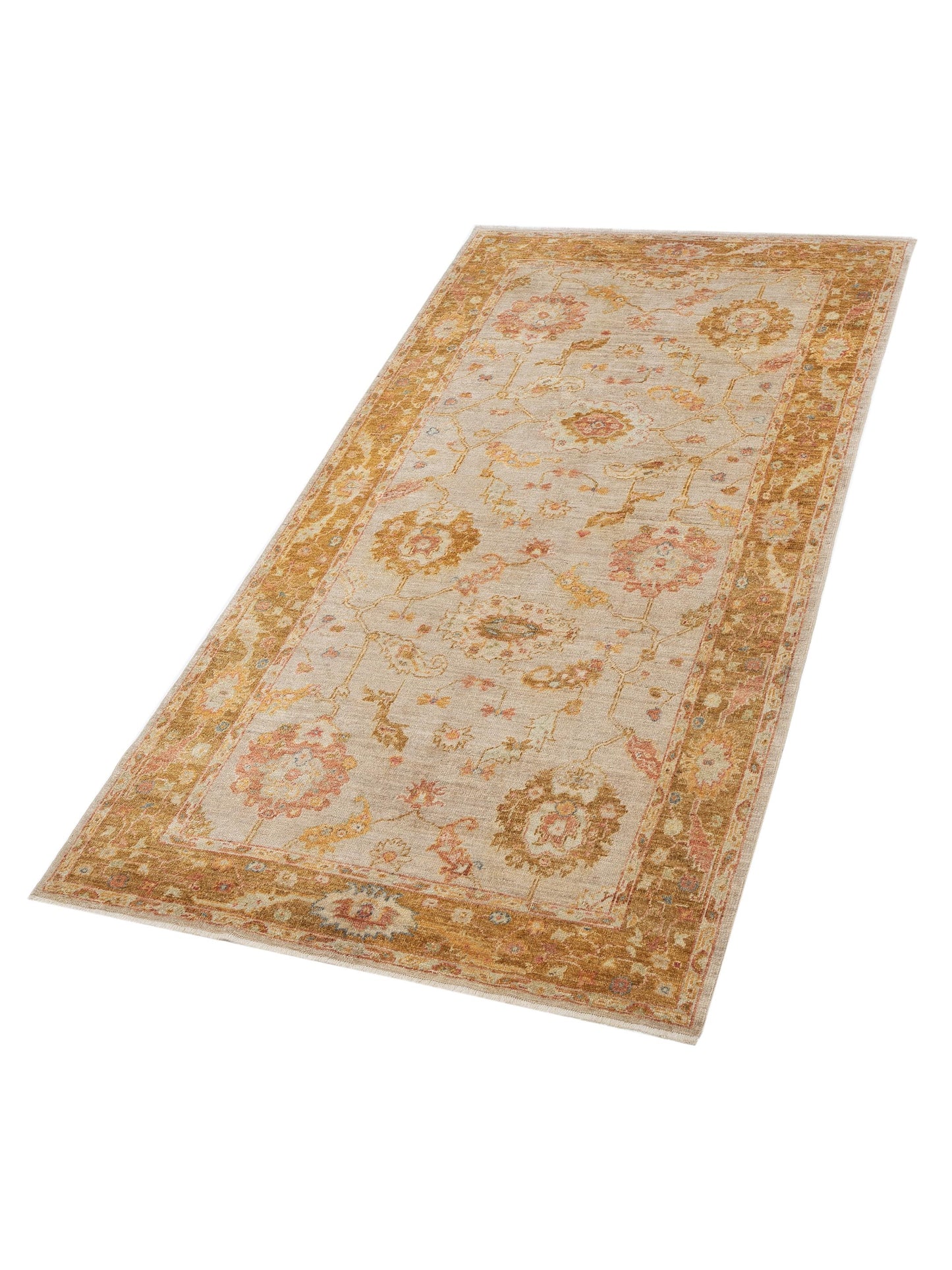 Angora Oushak 147000 Beige Mustard 5.11x11.4 Hand Knotted Rug