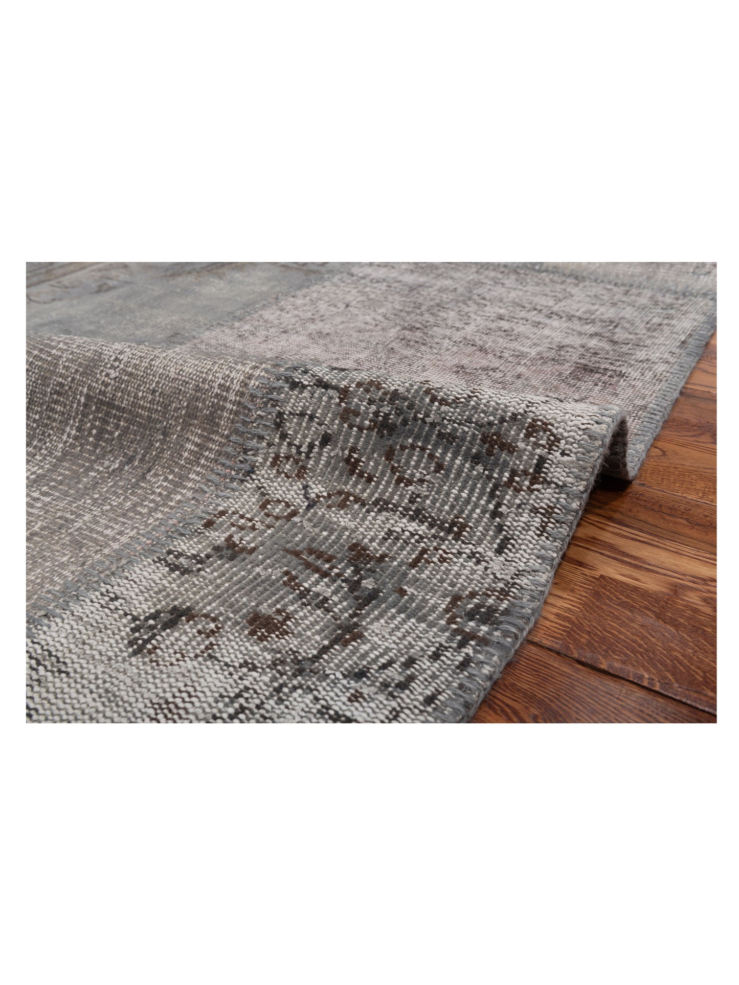 Turkish Vestige Patchwork 128948 Gray 5x8 Hand Knotted Rug
