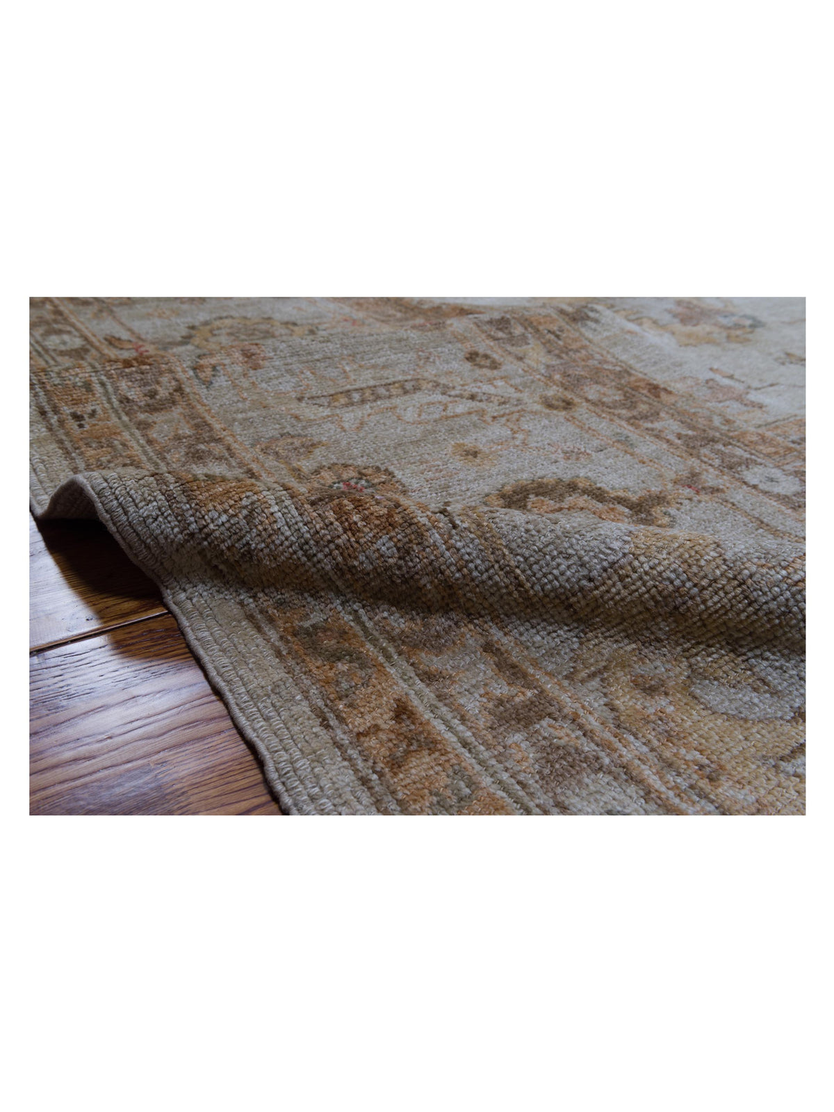 Angora Oushak 104953 Ivory Silver 13.8x18 Hand Knotted Rug