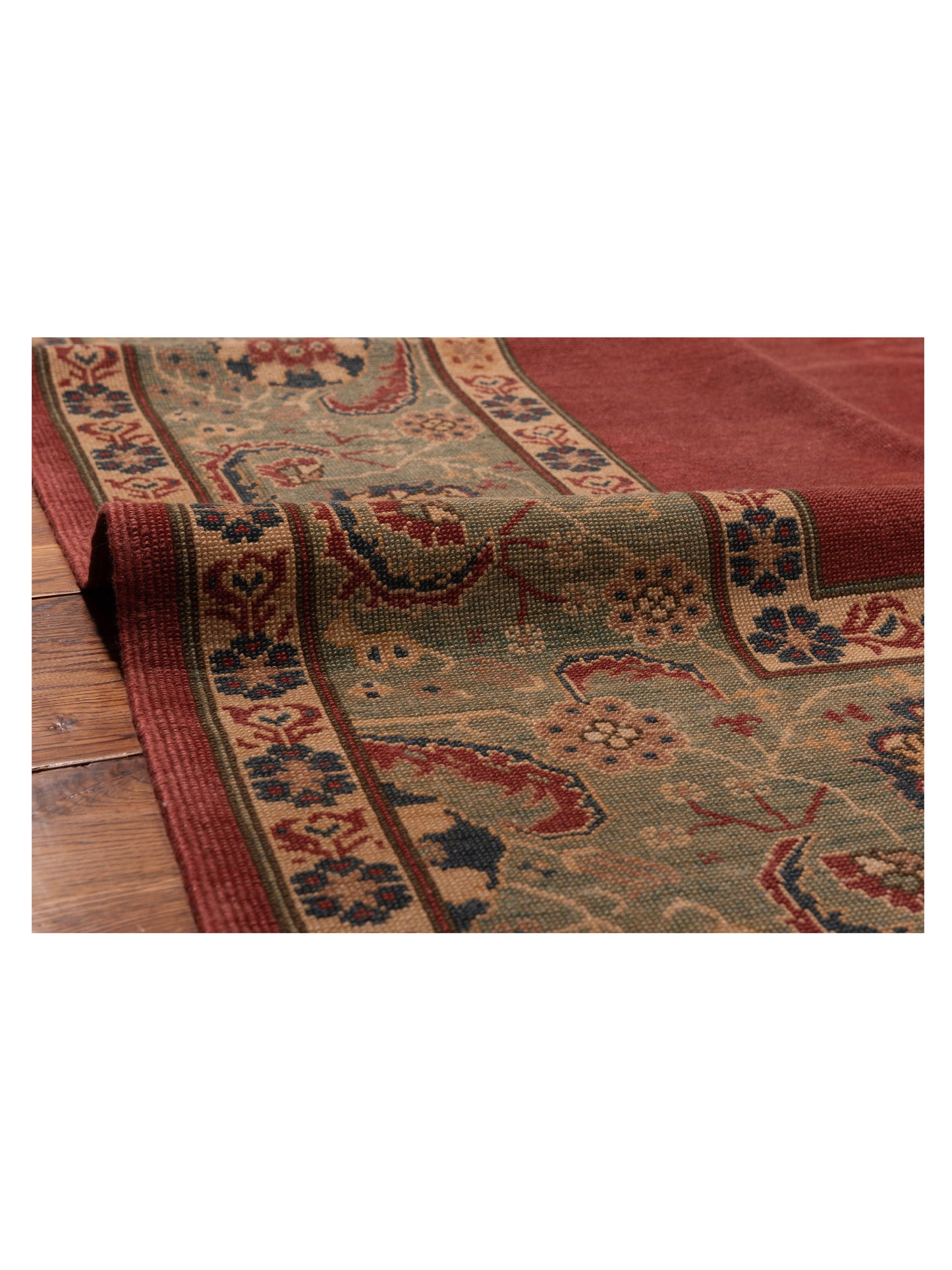 Antique Loom 147462 Red Green 6.7x7.4 Hand Knotted Rug