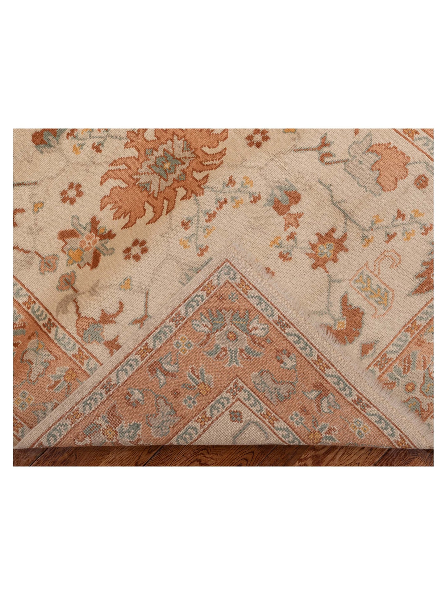 Anadol Oushak 129728 Ivory Pink 5.3x6.8 Hand Knotted Rug