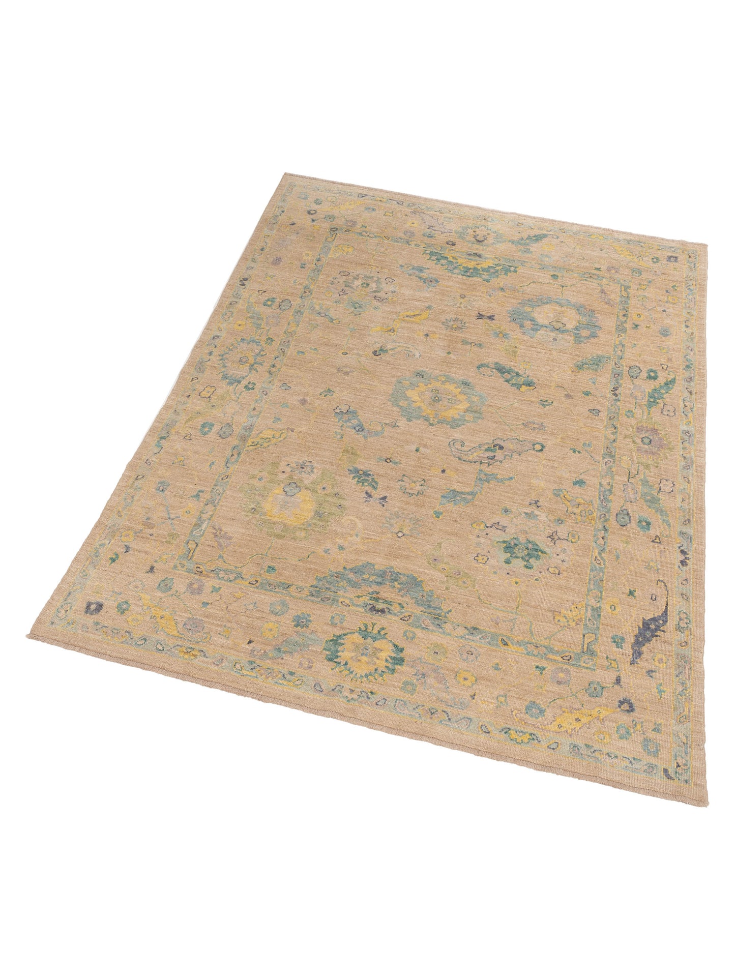Angora Oushak 145716 Beige Beige 8x10 Hand Knotted Rug