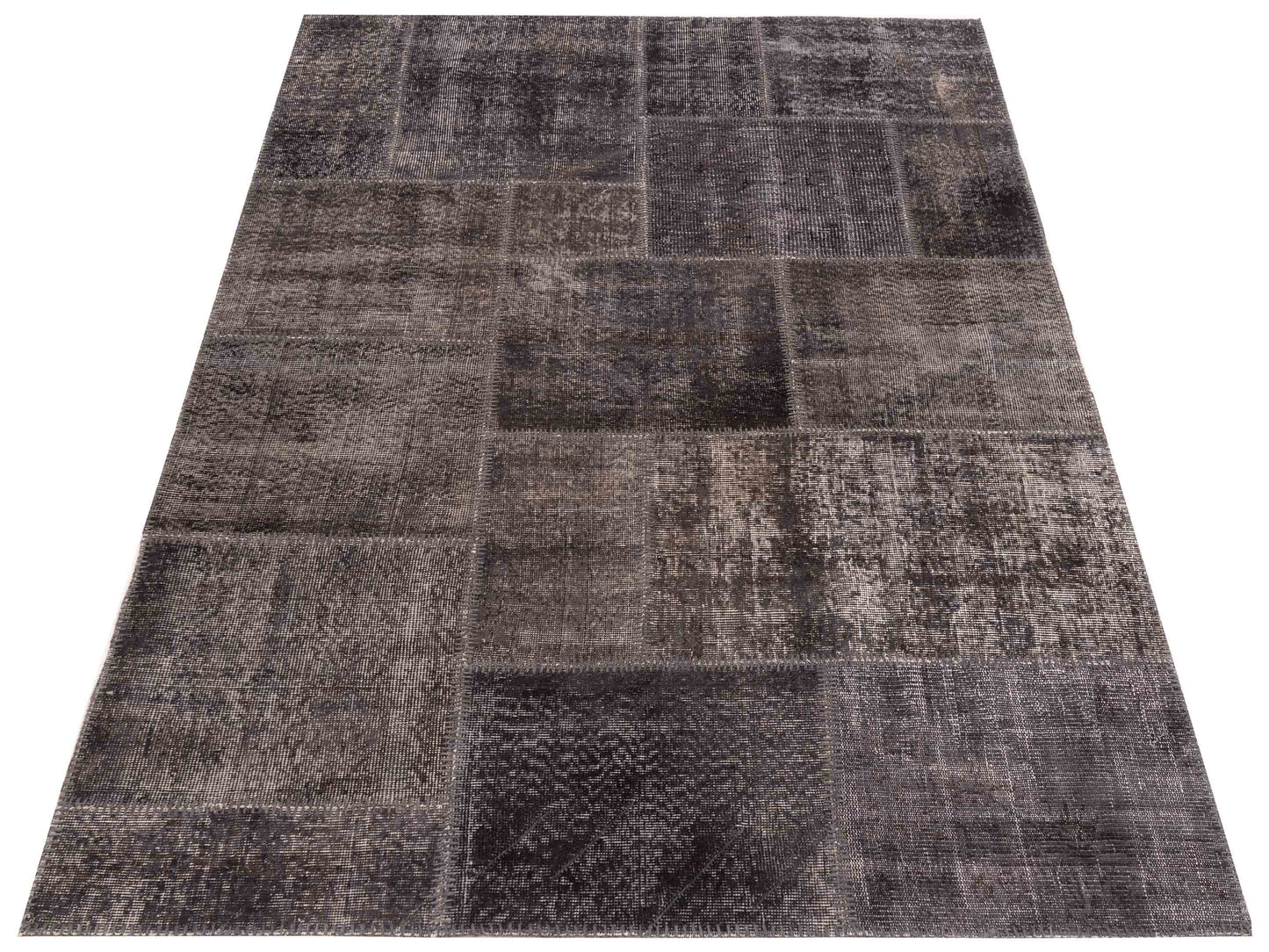 Turkish Vestige Patchwork 131032 Dark Gray Dark Gray 5x7.11 Hand Knotted Rug