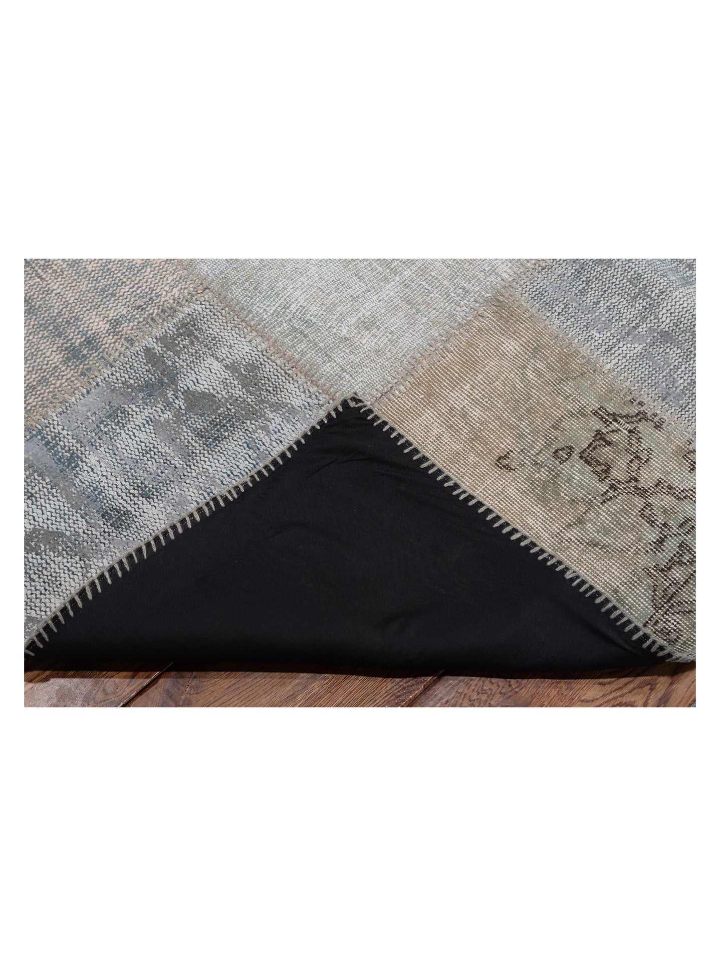 Turkish Vestige Patchwork 130995 Aqua Green 9.10x13.2 Hand Knotted Rug