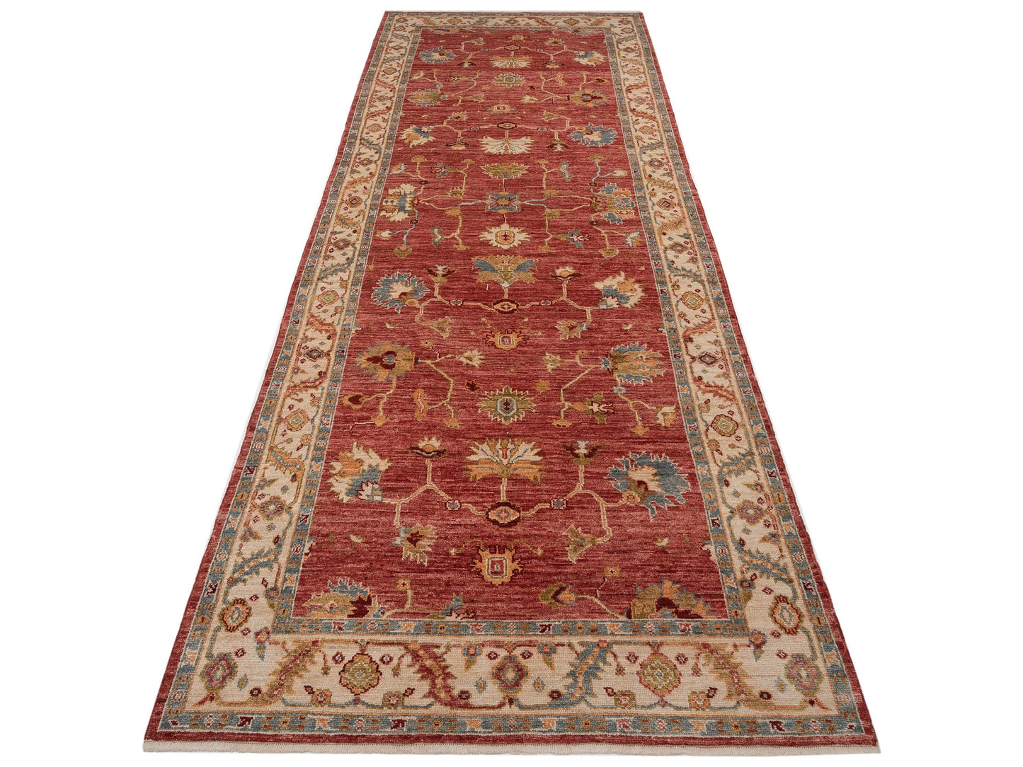 Angora Oushak 134531 Red Ivory 6.3x16.5 Hand Knotted Rug
