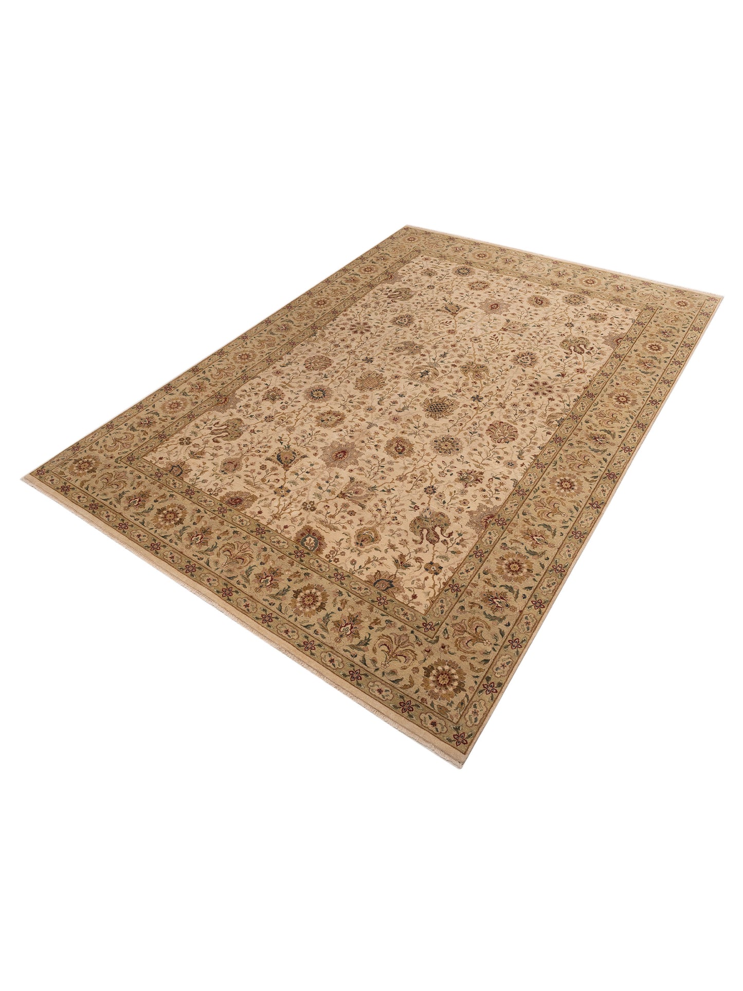 Crown 95312 Ivory Green 10.3x13.11 Hand Knotted Rug