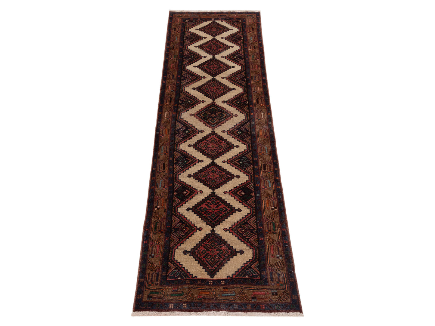 Persian 147671 Ivory Brown 2.9x8.10 Hand Knotted Rug